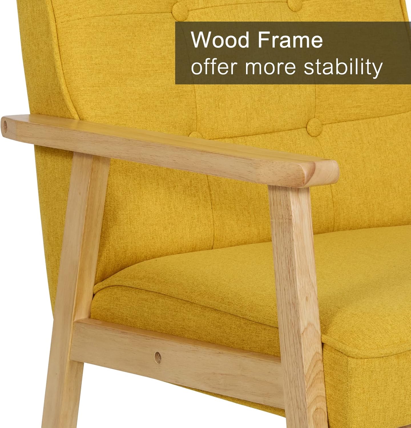 Okeysen Juego de 2 sillas decorativas, sillón retro de tela moderna de mediados de siglo para sala de estar, sofá individual de madera maciza con