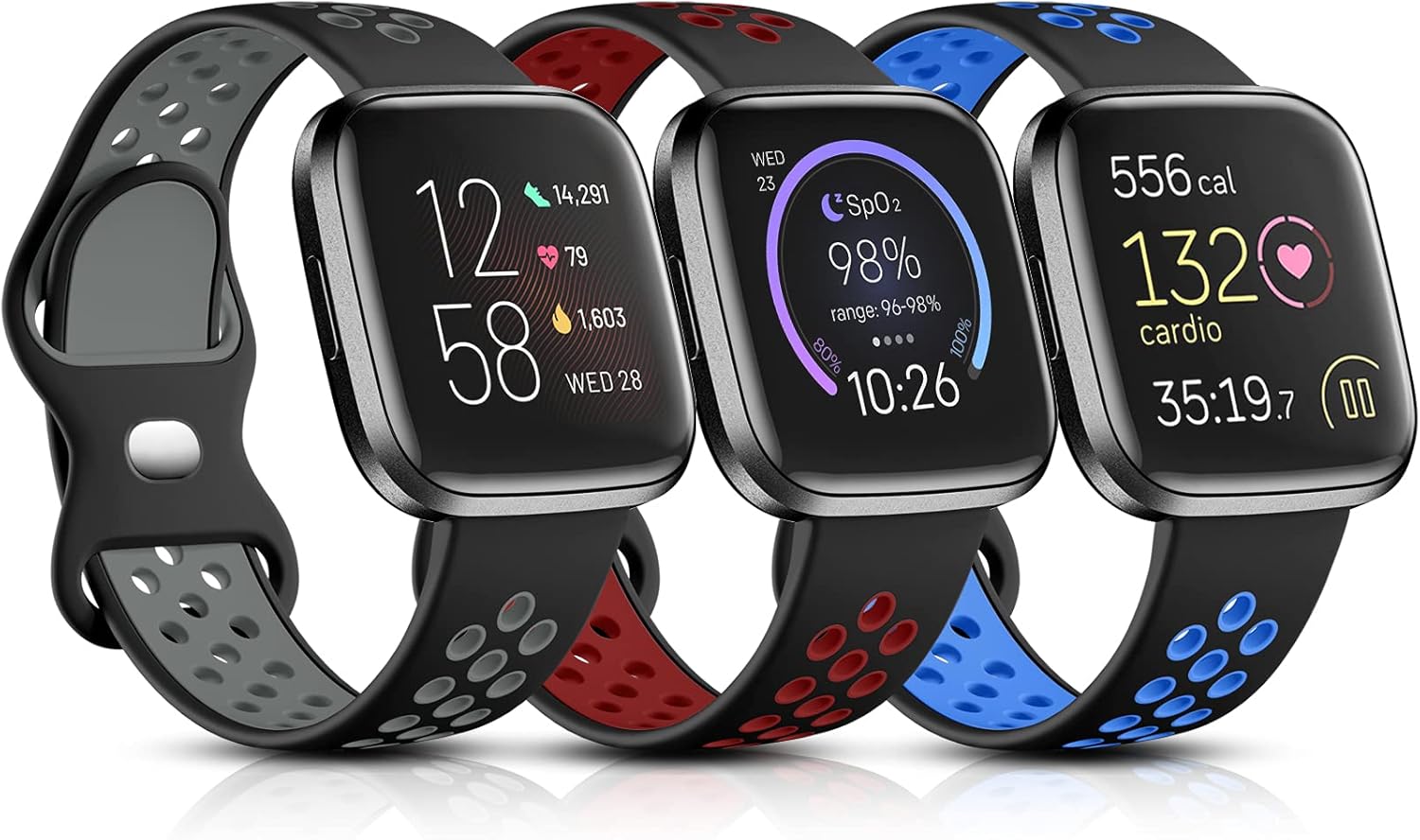 Witzon Bandas deportivas compatibles con Fitbit Versa 2VersaVersa Lite para mujeres y hombres, pulseras de repuesto de silicona transpirable para
