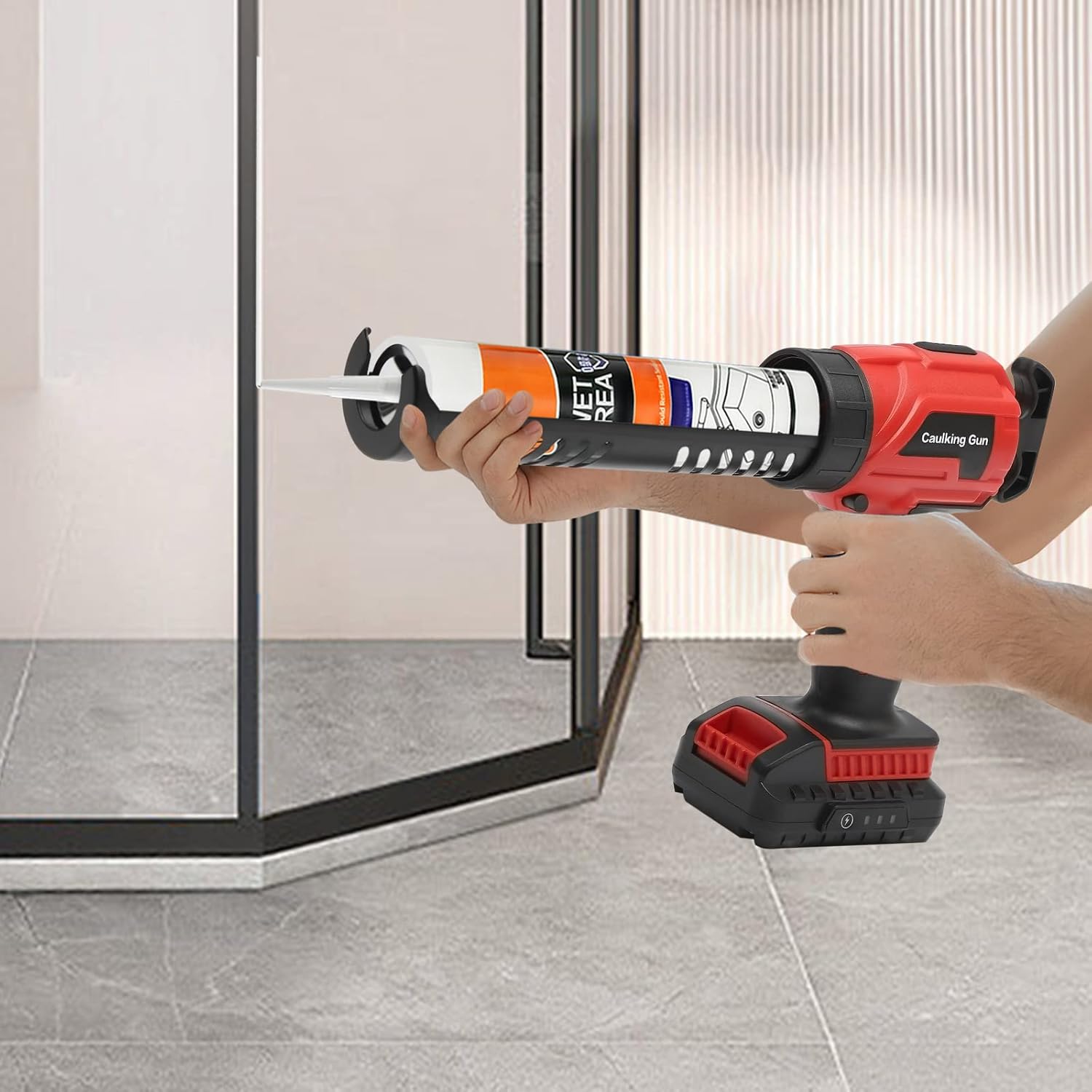 Pistola de calafateo eléctrica 20 V Max Pistola de calafateo inalámbrica Pistola de pegamento eléctrica de mano con batería velocidad ajustable