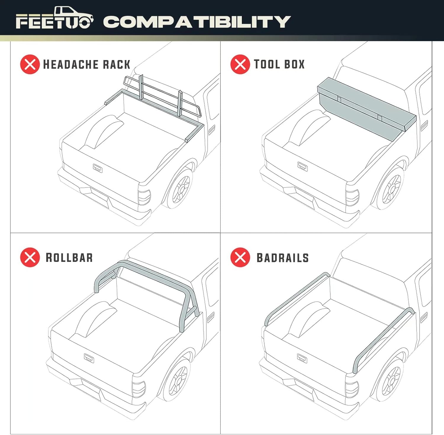 FRP – Cubierta rígida de triple pliegue para Tundra 2007-2021 (excepto Trail Edition) 5.5 pies66.7 pulgadas  para modelos con o sin el sistema de