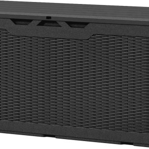 Patiowell Caja de cubierta de resina de 100 galones, caja de almacenamiento grande impermeable para exteriores con candado para muebles de patio, Patiowell Caja de cubierta de resina de 100 galones, caja de almacenamiento grande impermeable para exteriores con candado para muebles de patio,