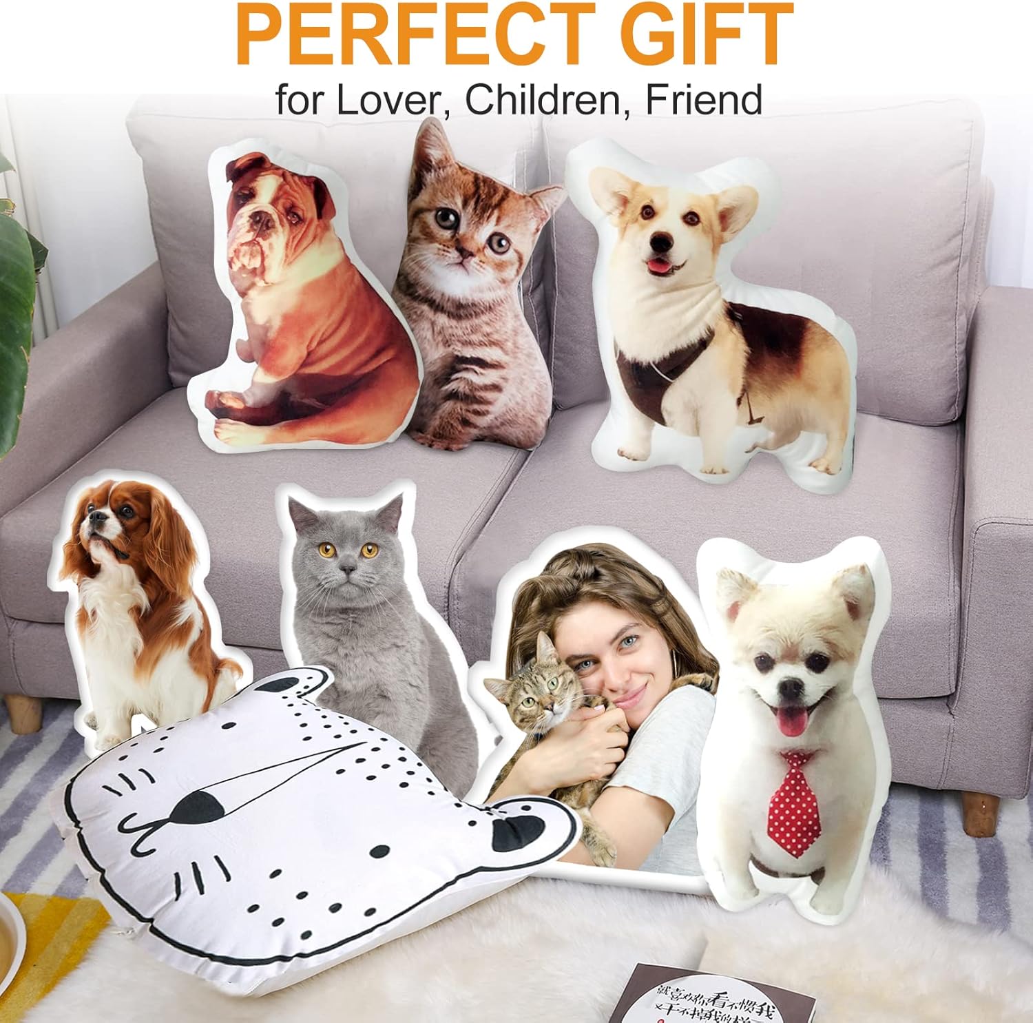 Almohada con foto personalizada, almohada personalizada para mascotas para Navidad, Acción de Gracias, Día de San Valentín, Halloween, bonito regalo