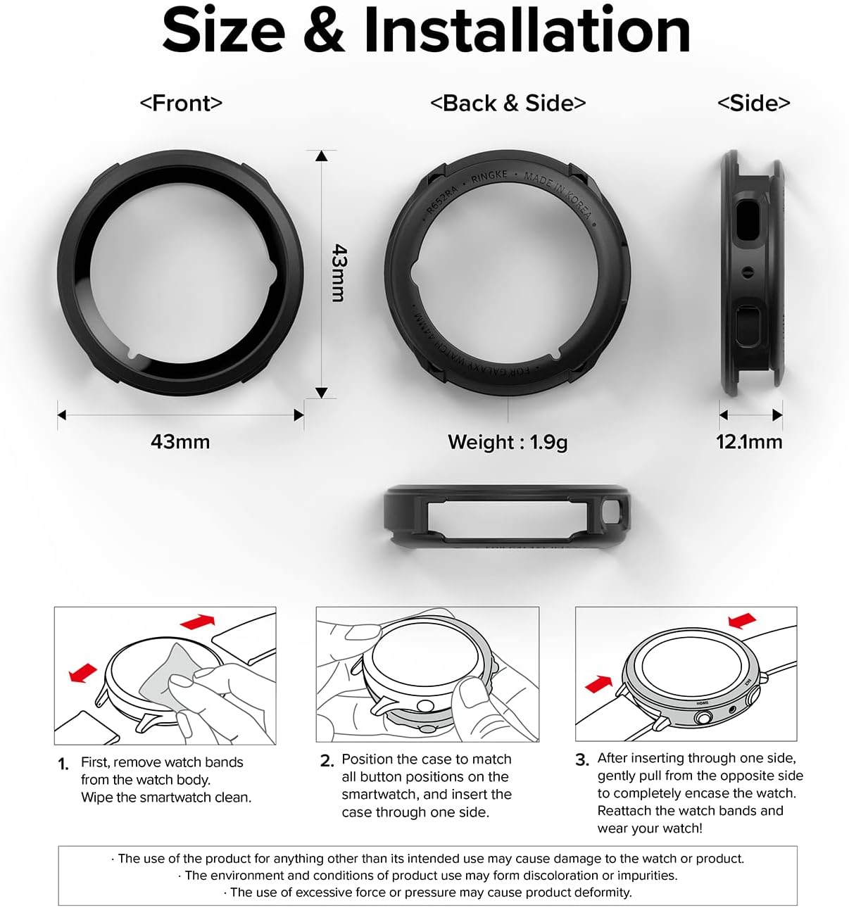 Ringke Air Sports – Funda compatible con Samsung Galaxy Watch 5 de 1.575 pulgadas (1.575 in), suave, flexible, ligera, delgada, de poliuretano