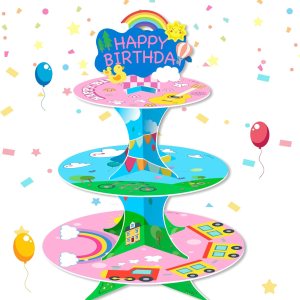 Soporte de cupcakes rosa de dibujos animados, suministros de fiesta temática de niña rosa para niños, decoración de cupcakes, soporte de pastel de Soporte de cupcakes rosa de dibujos animados, suministros de fiesta temática de niña rosa para niños, decoración de cupcakes, soporte de pastel de