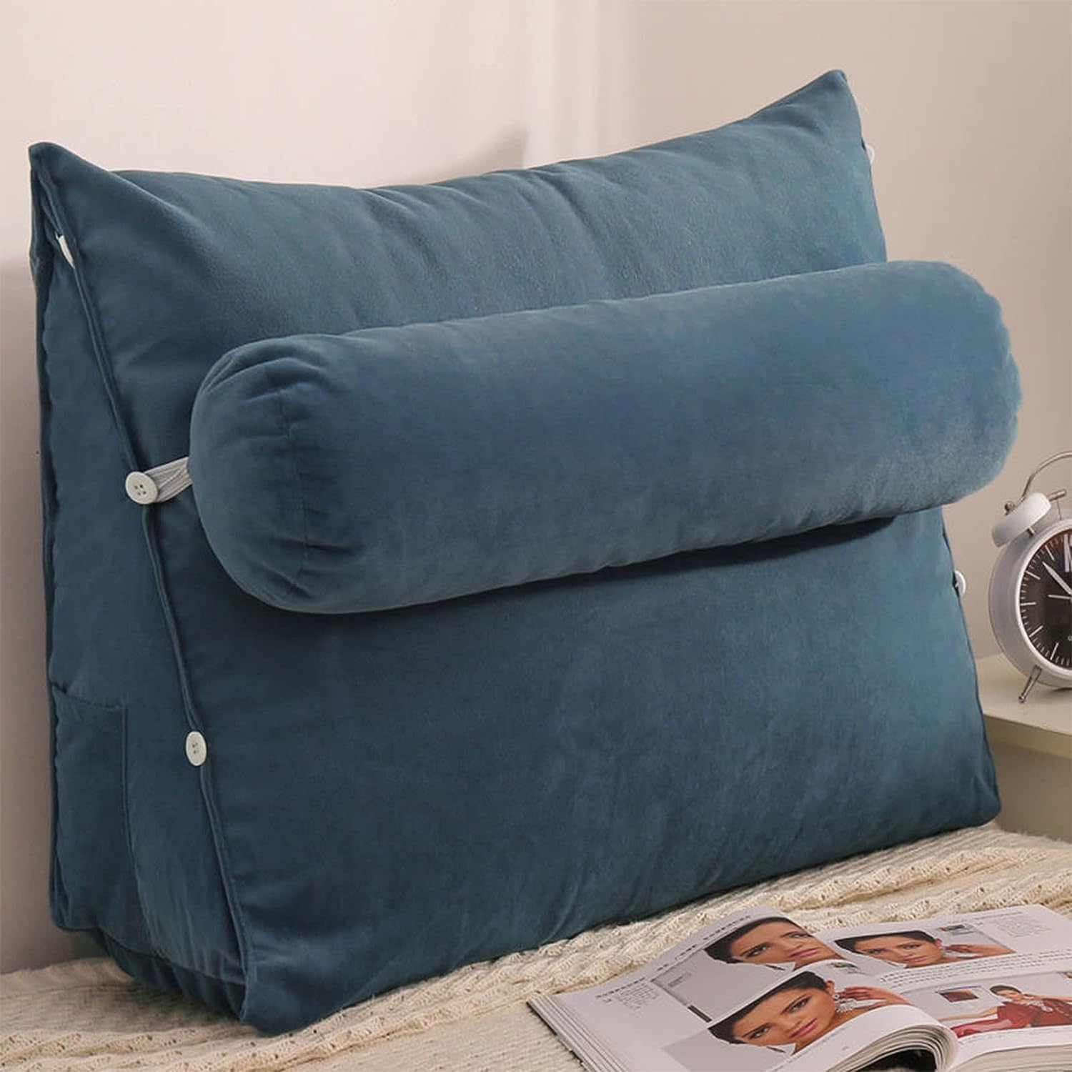 ZSPINJIA Almohada de cuña Triángulo Almohada de lectura cómoda Soporte de espalda ajustable Cojín de cuña Sofá Cama Silla de Oficina Almohada de