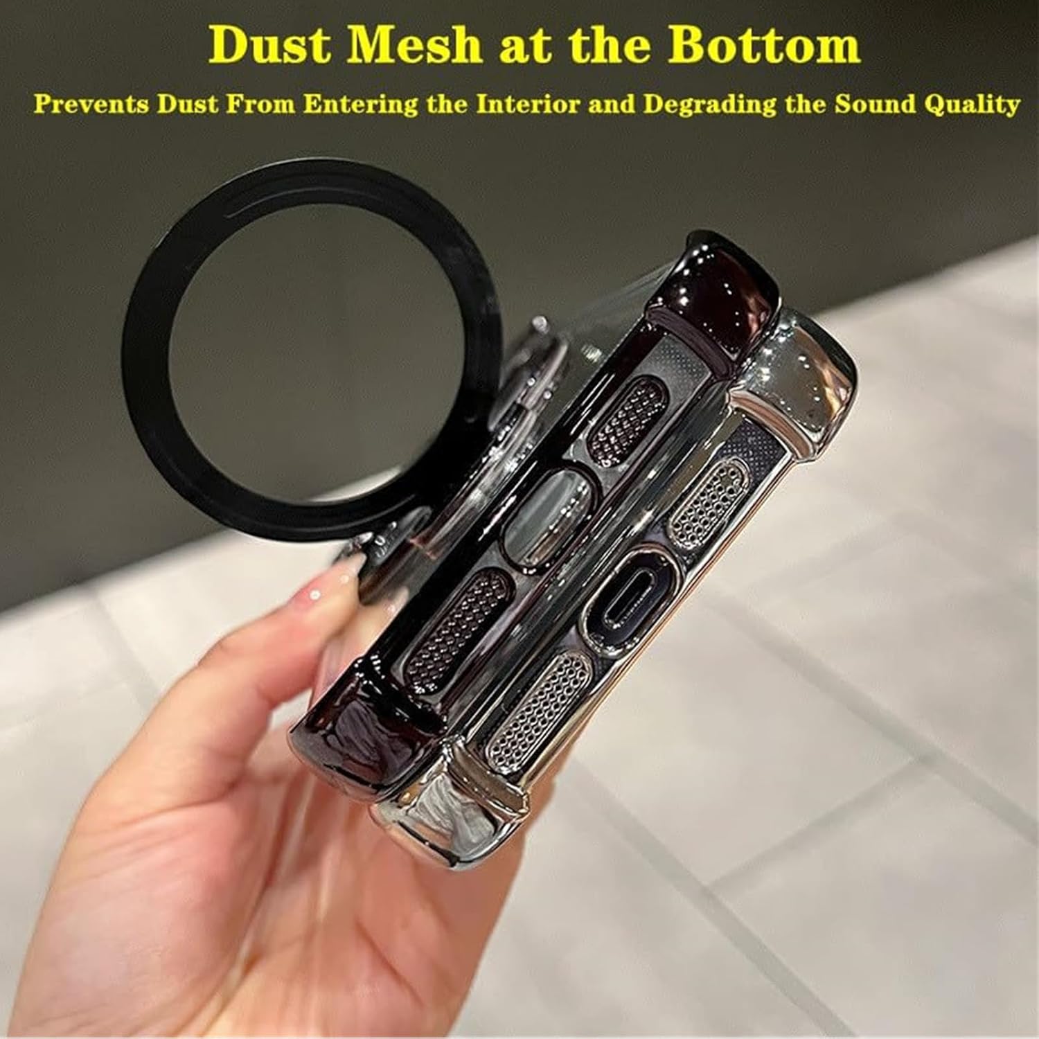 Funda con soporte magnético anticaídas de cuatro esquinas para iPhone 14 13 12 Plus Pro Max, galvanoplastia, transparente, a prueba de golpes, con