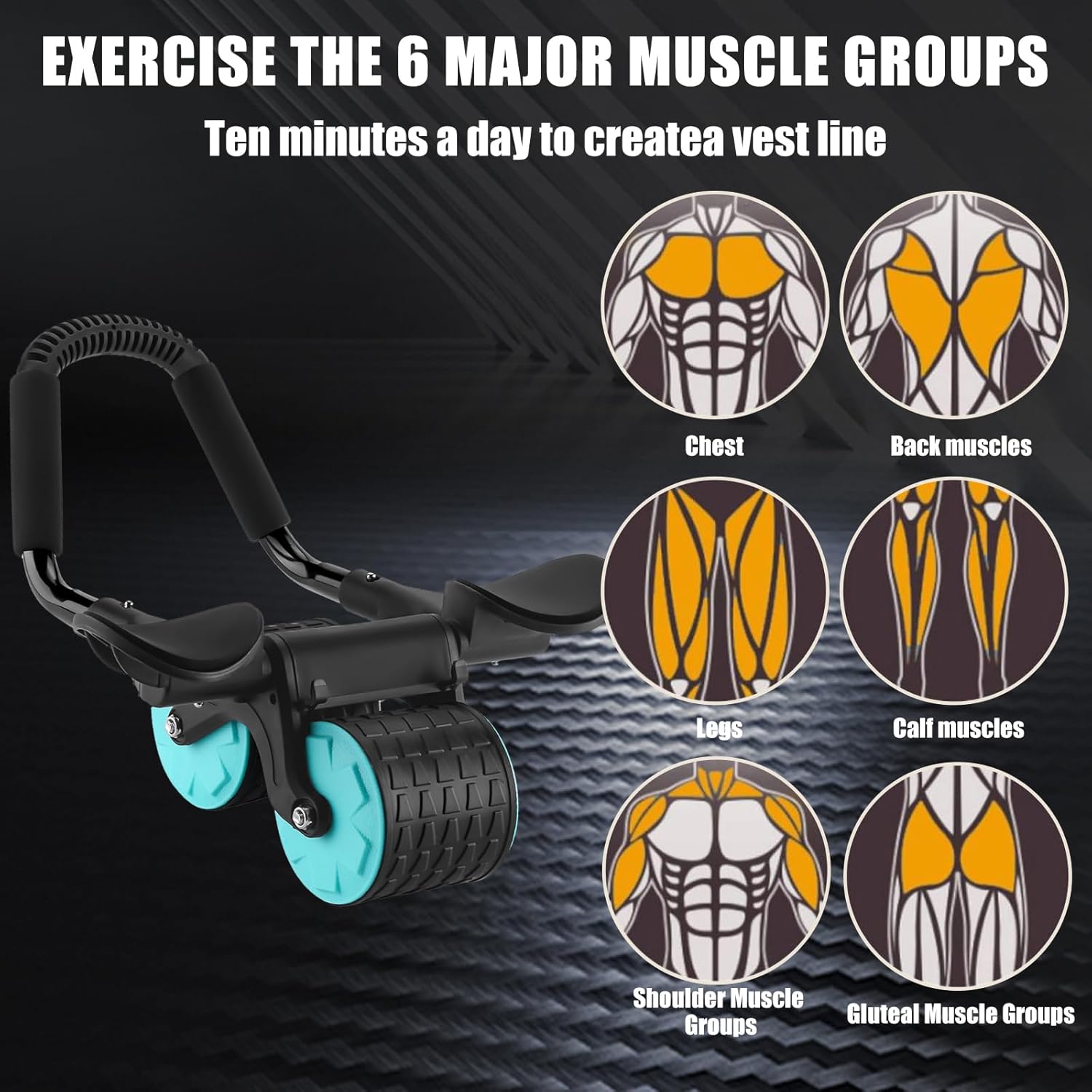 Rueda abdominal de rebote automático con soporte para codo,Rodillo abdominal para máquina de ejercicio abdominal,Equipo de entrenamiento de