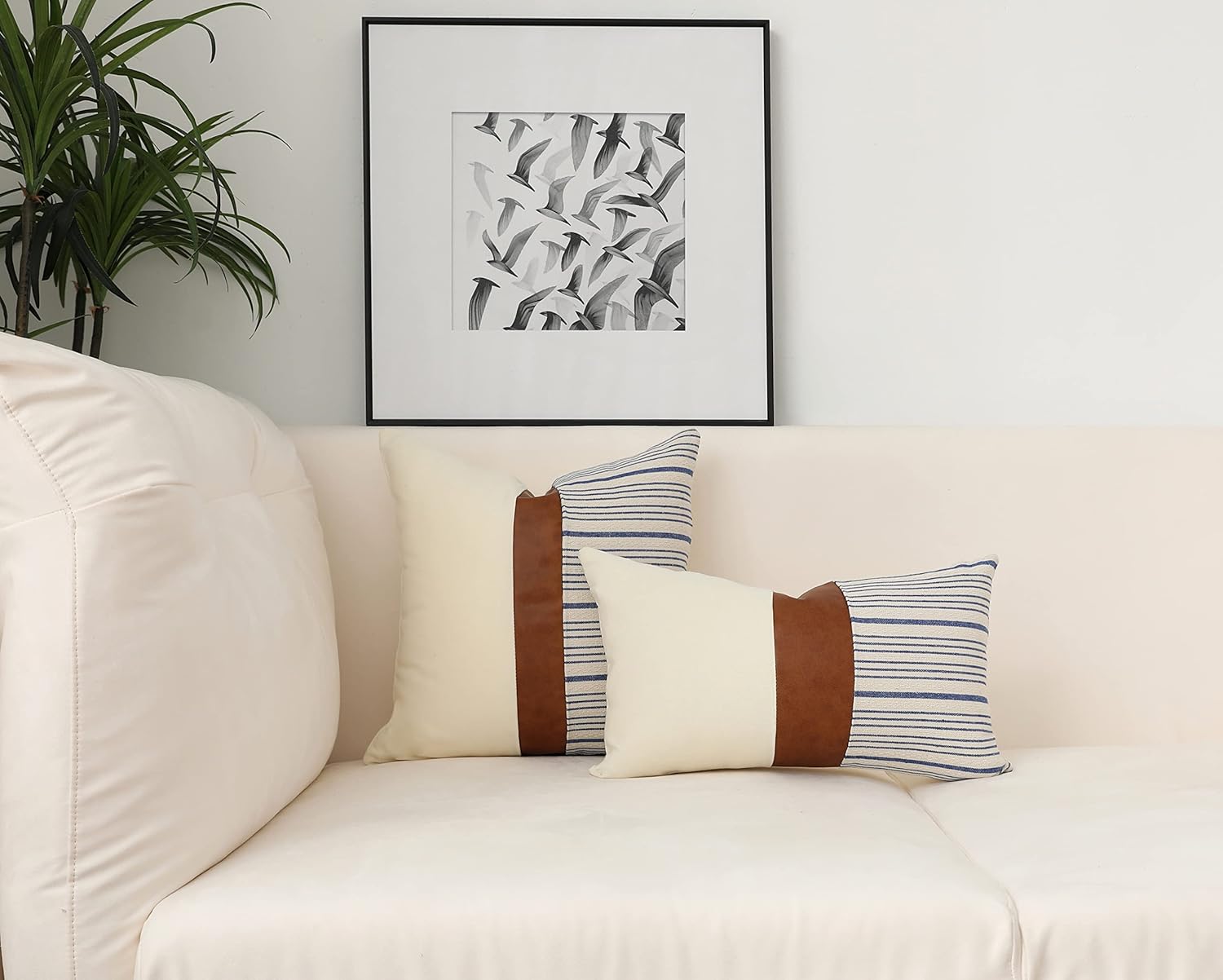 Fundas de almohada de 20 x 20 pulgadas, fundas de almohada cuadradas de piel sintética de algodón tostado, fundas de almohada decorativas para el
