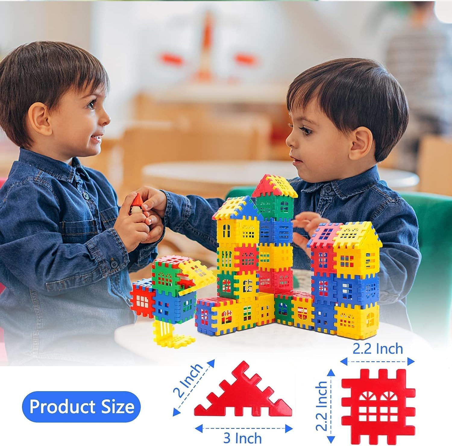 Bloques de construcción entrelazados, 70 piezas para niños pequeños y niños, juego de construcción de juguetes divertidos y educativos para el