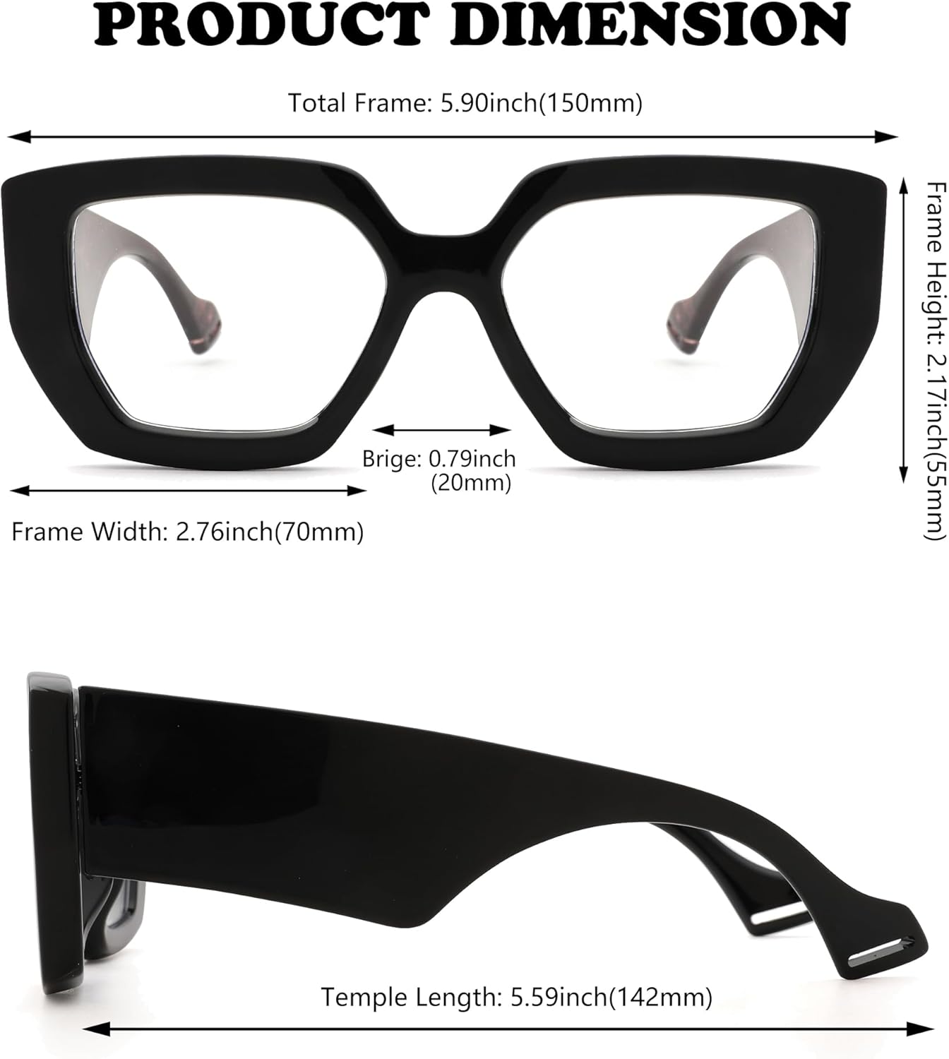 NULOOQ Gafas de luz azul con montura gruesa para mujer, gafas cuadradas de gran tamaño, transparentes sin receta