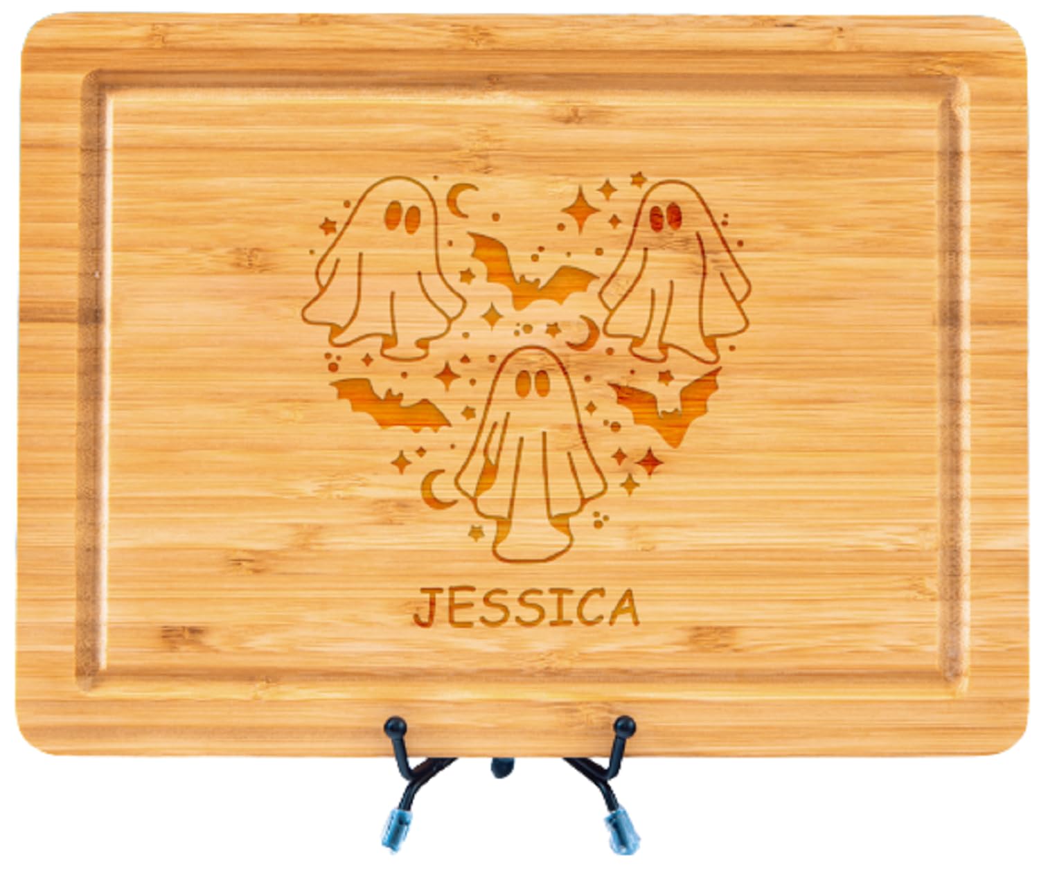 Ghost Cutting Board, Ghost Decor Gothic Kitchen, Halloween Cutting Board, Bats! engraved on Bamboo Cutting Board, Halloween Party Décor