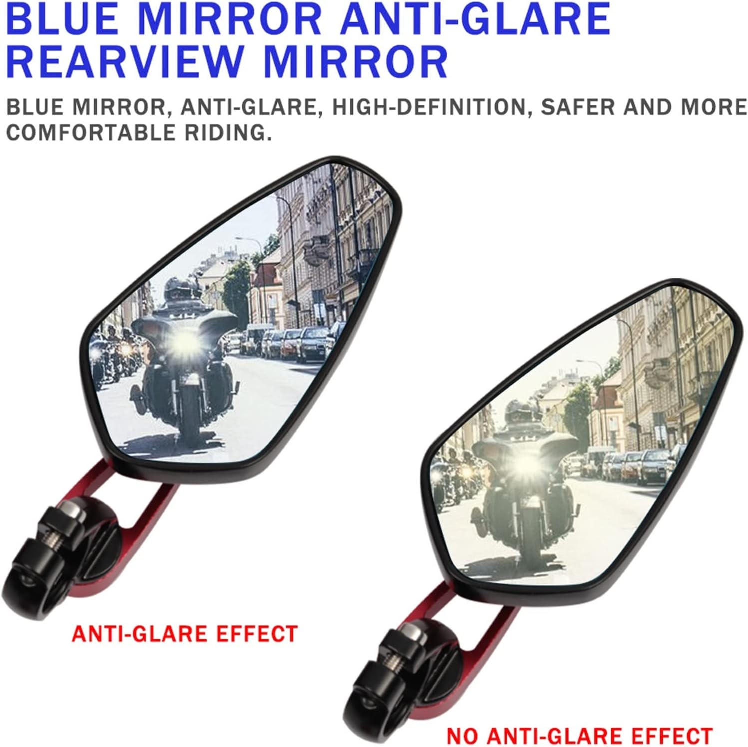 Espejo retrovisor para motocicleta, retrovisor, color azul, antirreflejos, 78 pulgadas, 0.866 in para Kawasaki para VERSYS 1000 650 Cc 300X VulcanS