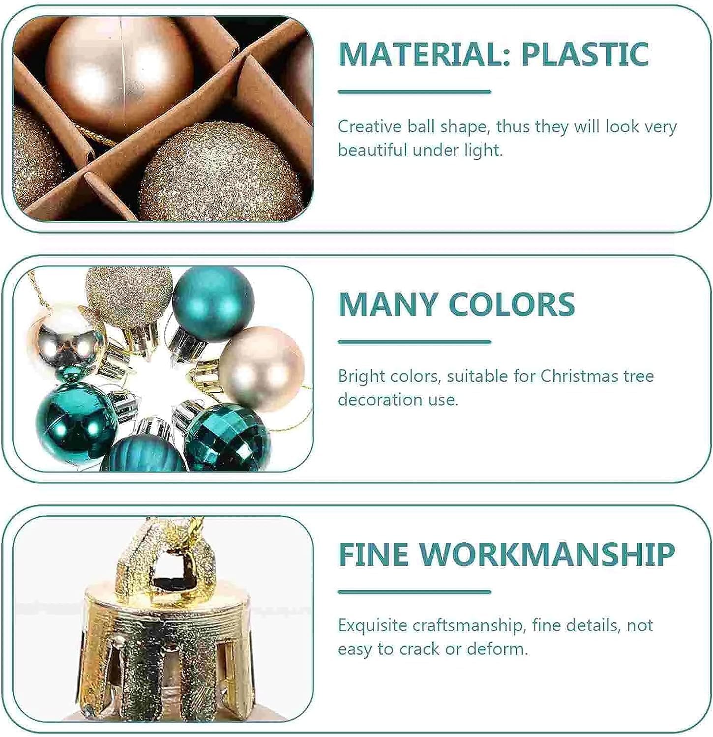 Adornos de 60 bolas de colores para árbol de Navidad, adornos de 1.18 pulgadas, irrompibles, decoración de árbol de Navidad, esferas colgantes,