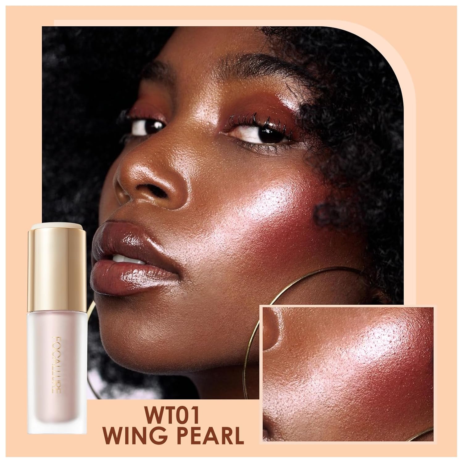 FOCALLURE Resaltador líquido brillante, fórmula crema suave y acabado no graso, ofrece un brillo natural, iluminador de larga duración, maquillaje