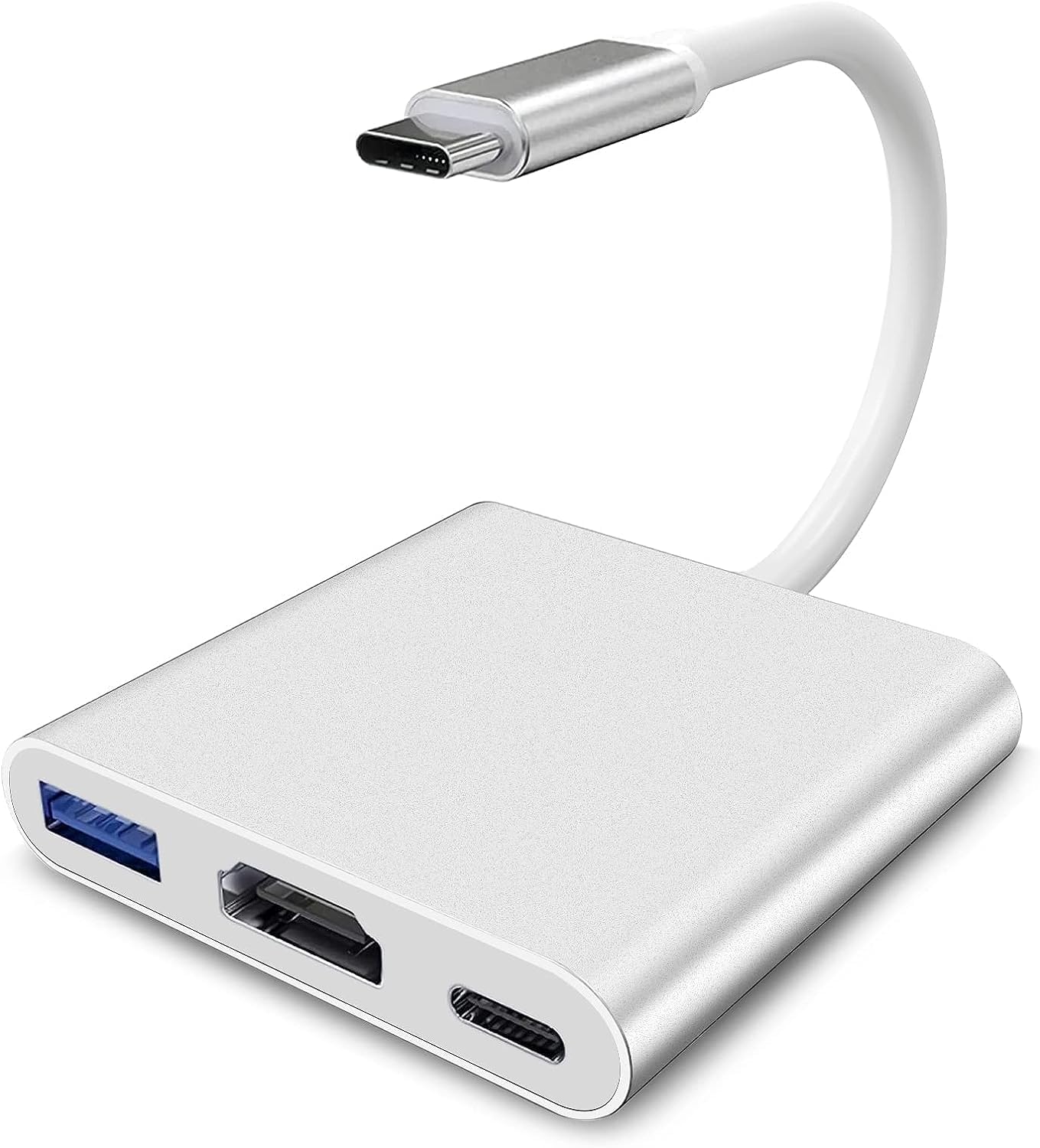 Adaptador USB C a HDMI, convertidor de video 4K con puerto de carga USB 3.0 y tipo C, adaptador multipuerto AV digital USB-C para dispositivos Mac y