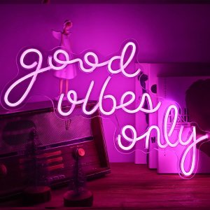 Hawisphy Good Vibes Only – Letreros de luz de neón regulables para decoración de pared, 20 x 11 pulgadas, letrero de neón LED grande, luces Hawisphy Good Vibes Only – Letreros de luz de neón regulables para decoración de pared, 20 x 11 pulgadas, letrero de neón LED grande, luces