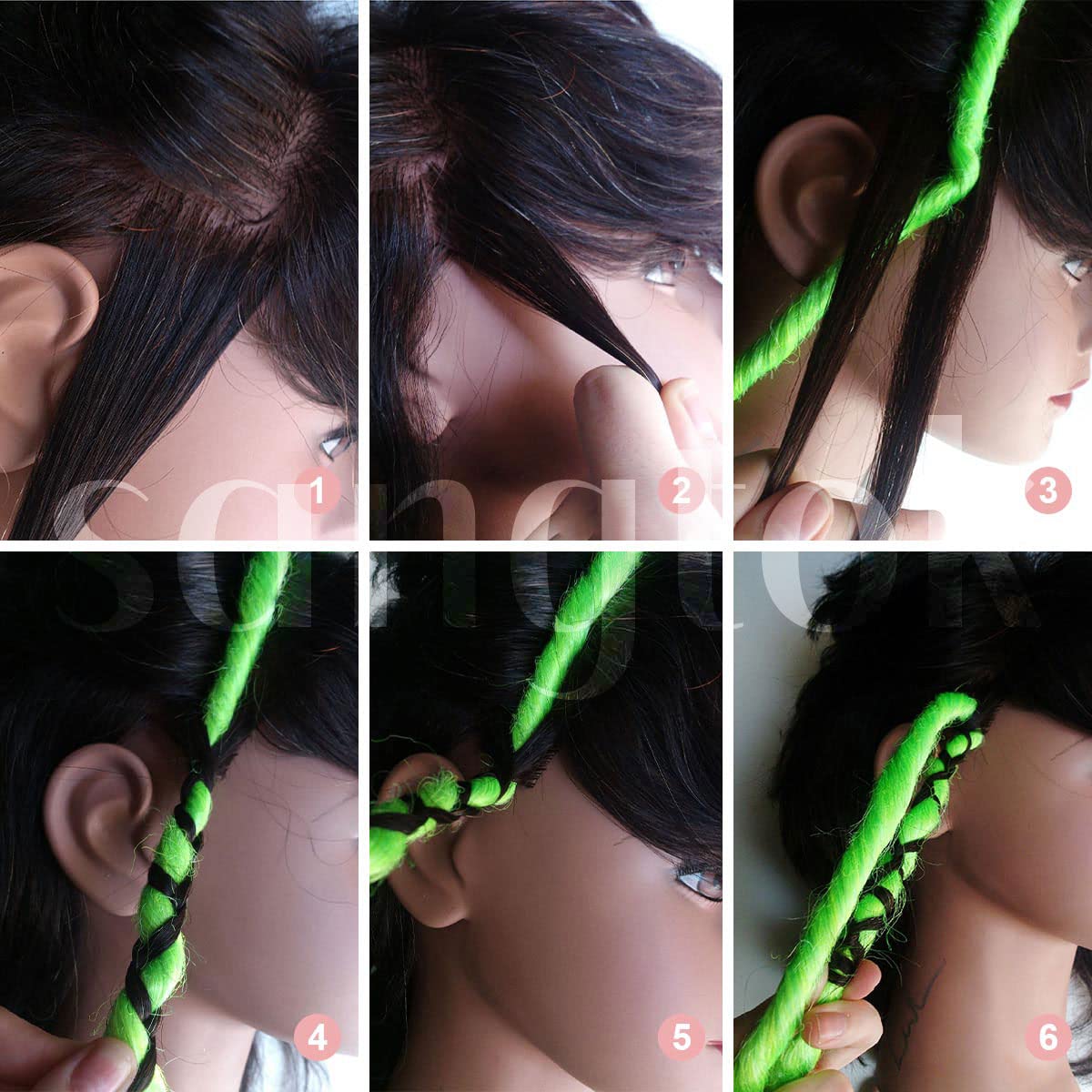 Sangtok Extensiones de rastas onduladas de doble punta, 10 extensiones de rastas rizadas finas de 24 pulgadas de color marrón claro a rubio para