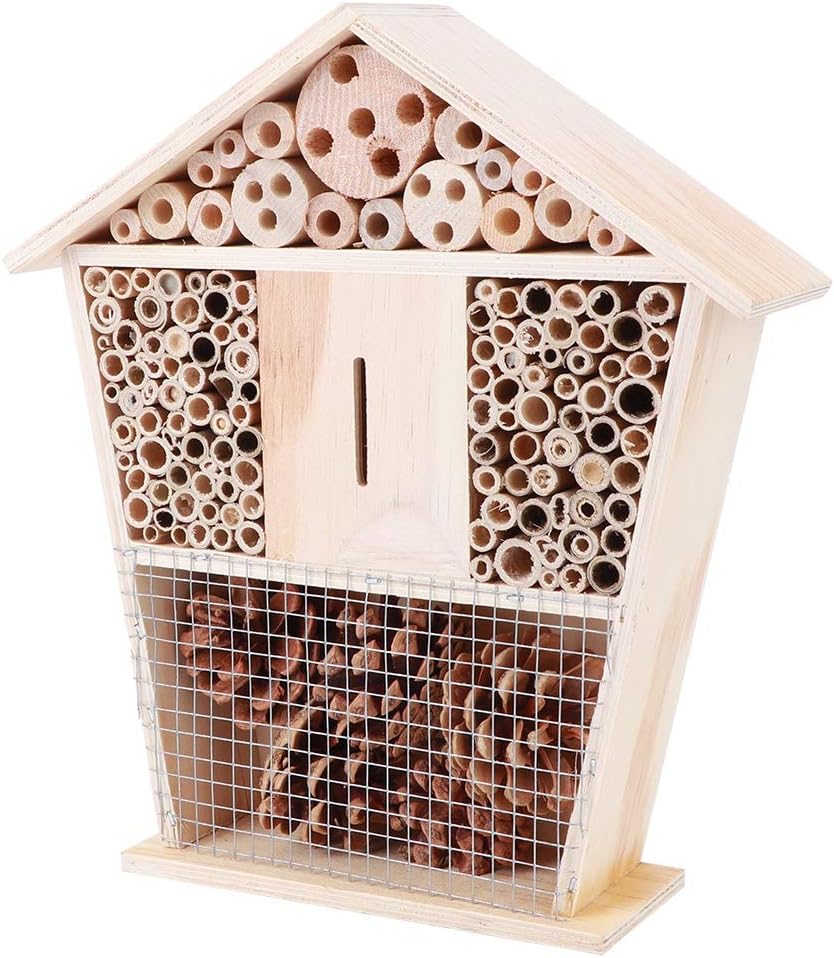 Fydun Jardinería Refugio de casa pequeña de madera Decoración de artesanía para jardinería de abejas Casa pequeña de madera para la familia