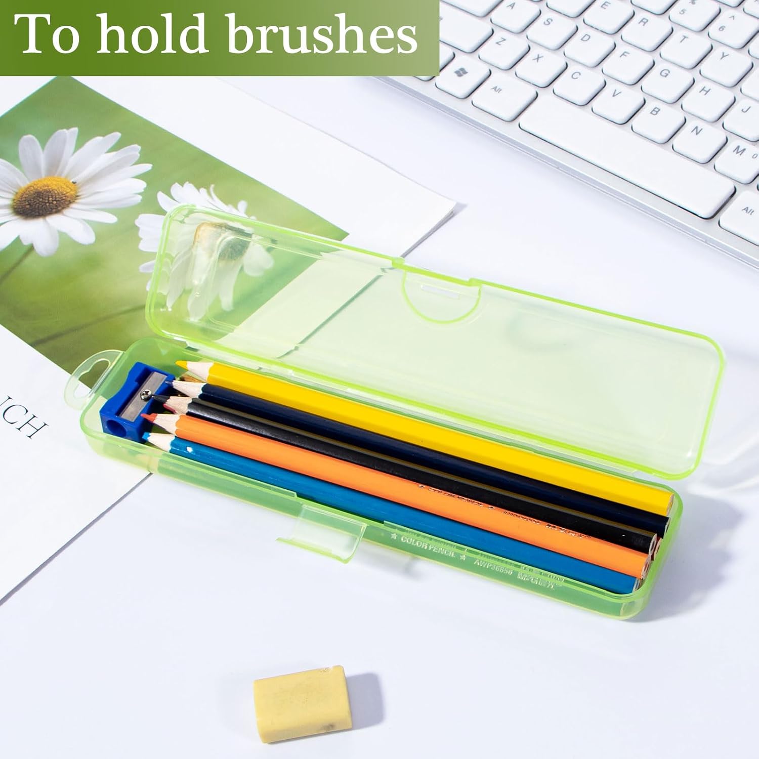 Paquete de 2 fundas para cepillos de dientes, estuche de viaje para cepillos de dientes verde transparente, tamaño de viaje, soporte de plástico