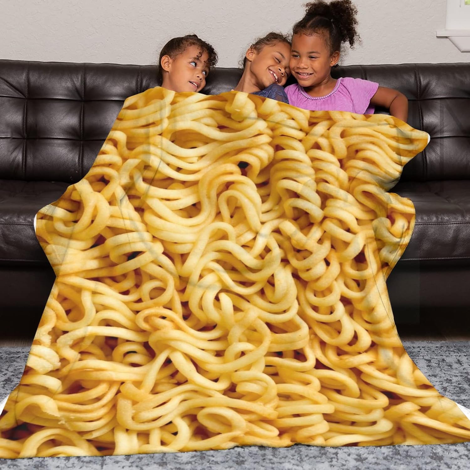 Ramen – Manta de sopa instantánea de fideos 3D, divertida, realista, ultra suave, de 50 x 40 pulgadas, para viajes, todas las estaciones, cama,