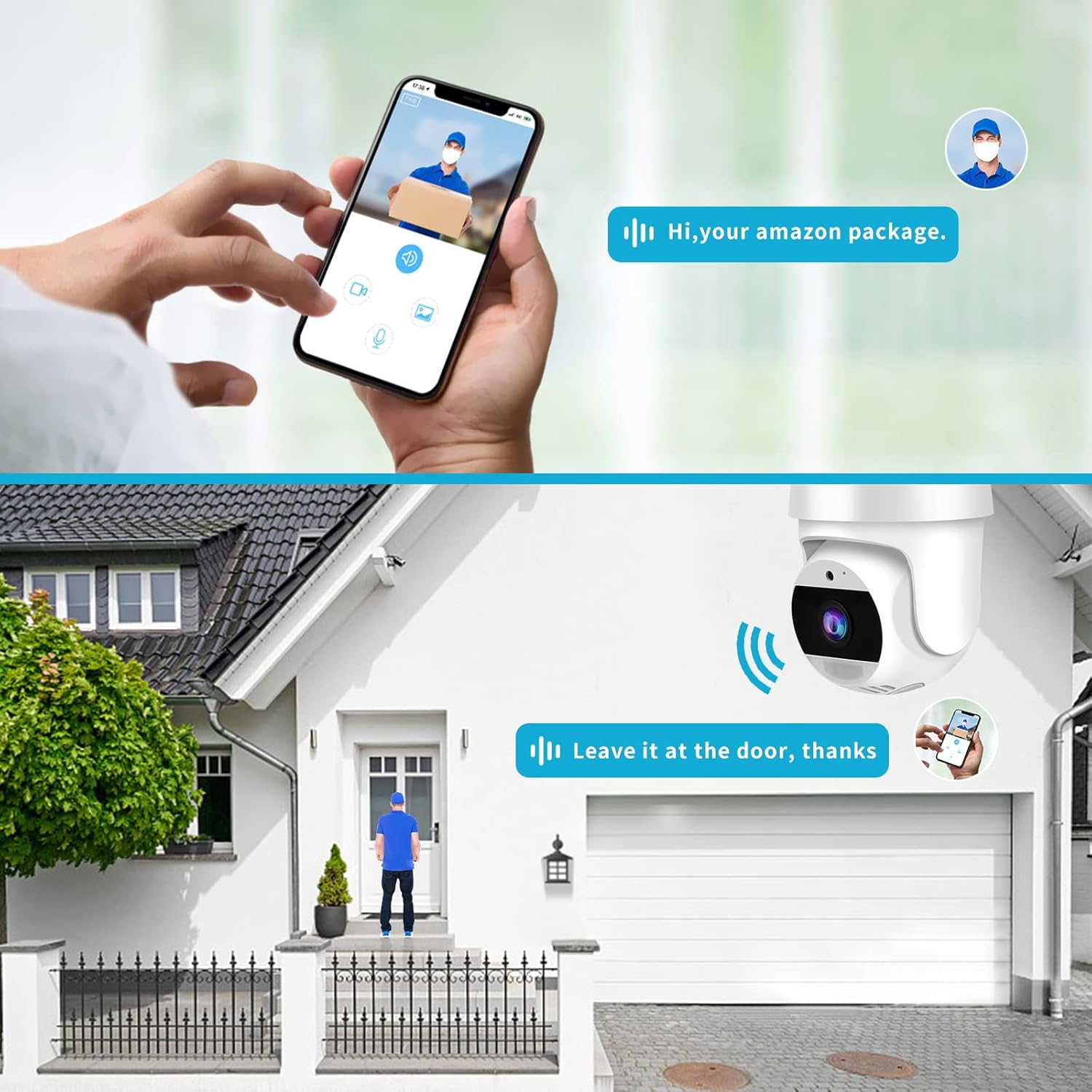 P Panoraxy Cámara de seguridad WiFi 2K para exteriores, cámara de seguridad inalámbrica HD para exteriores con seguimiento automático de movimiento,