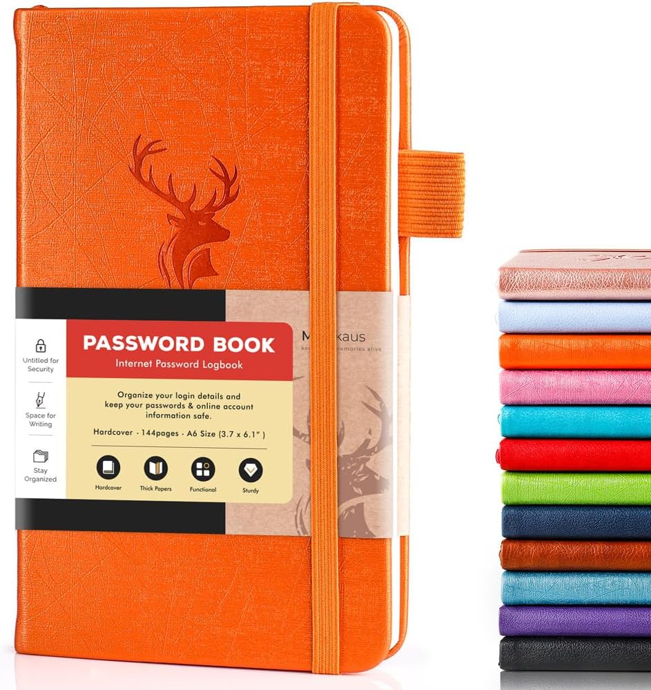 Libro de contraseñas con pestañas alfabéticas, pequeño guardián de contraseñas con espacio adicional para cambiar la contraseña. Cuaderno de