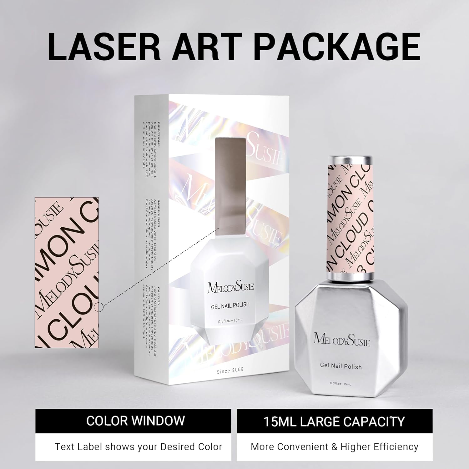 MelodySusie Esmalte de uñas de gel grueso, 0.5 onzas líquidas, color rosa nude, para remojar UV LED, divertido esmalte de gel de conejo, regalo para