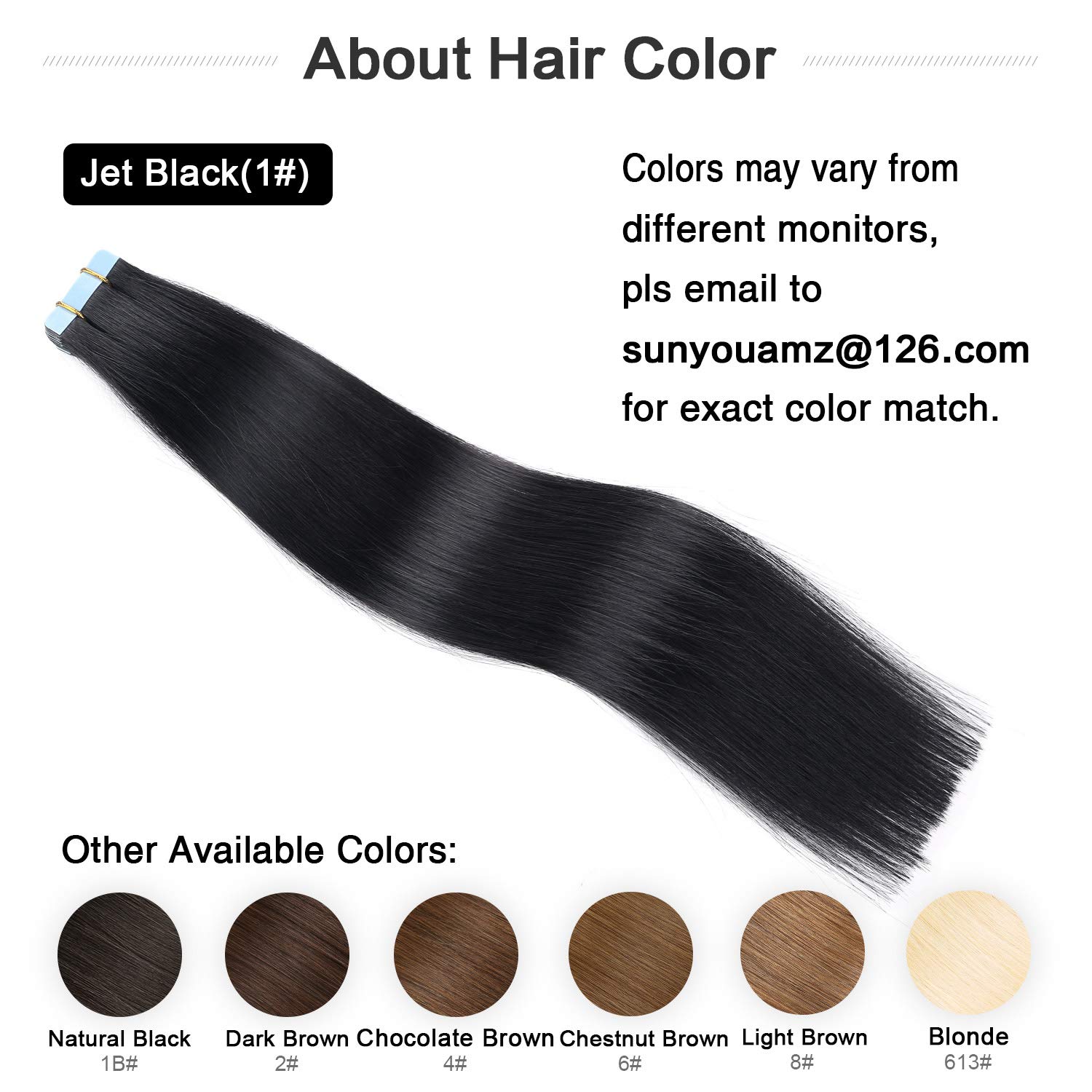 SUYYA – Extensiones de cabello humano adhesivas extensiones de cabello adhesivas, invisibles, lacias y sin costuras 20 unidades de 1.76 onzas, 18