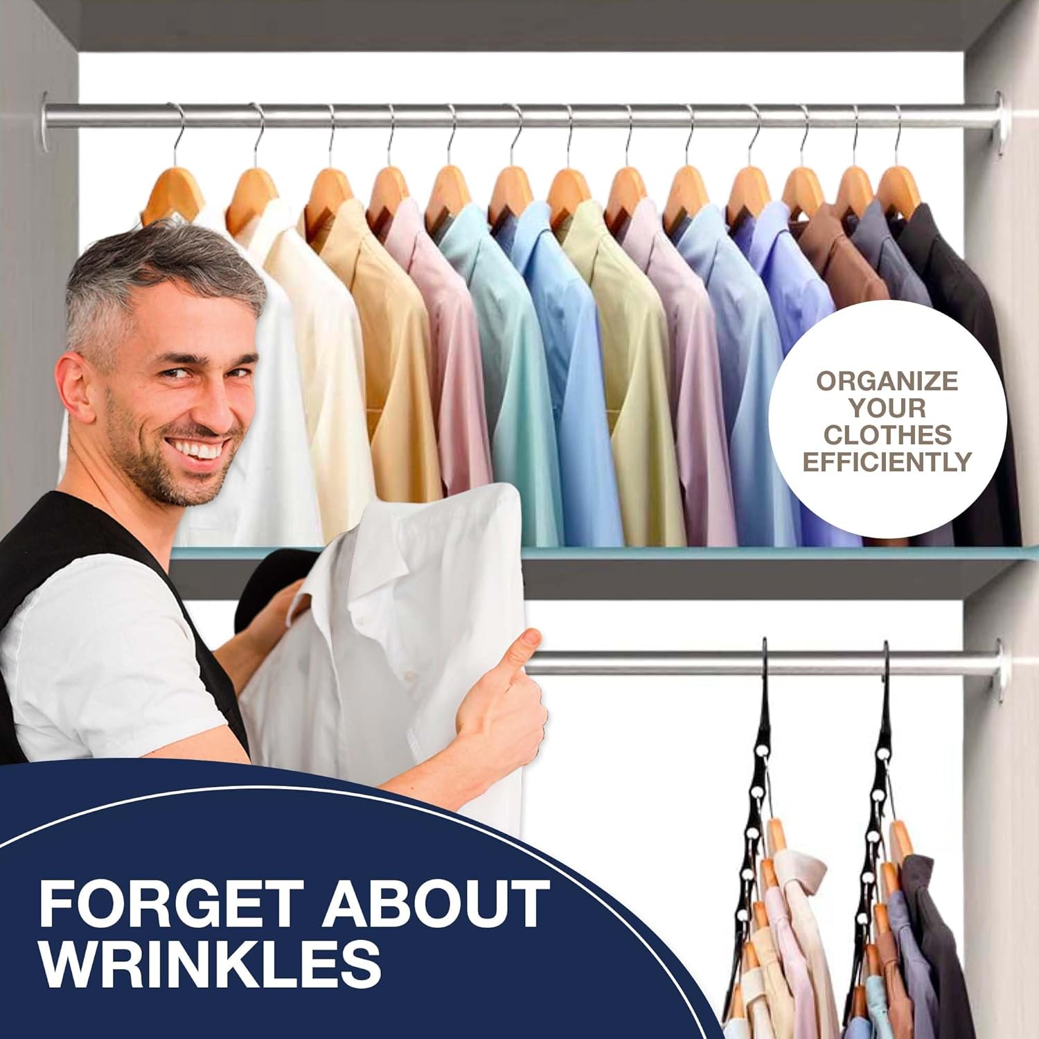 Paquete de 12 perchas para ropa, transforma y mejora el espacio de tu armario, diseñadas para una organización óptima, sostiene múltiples camisas y