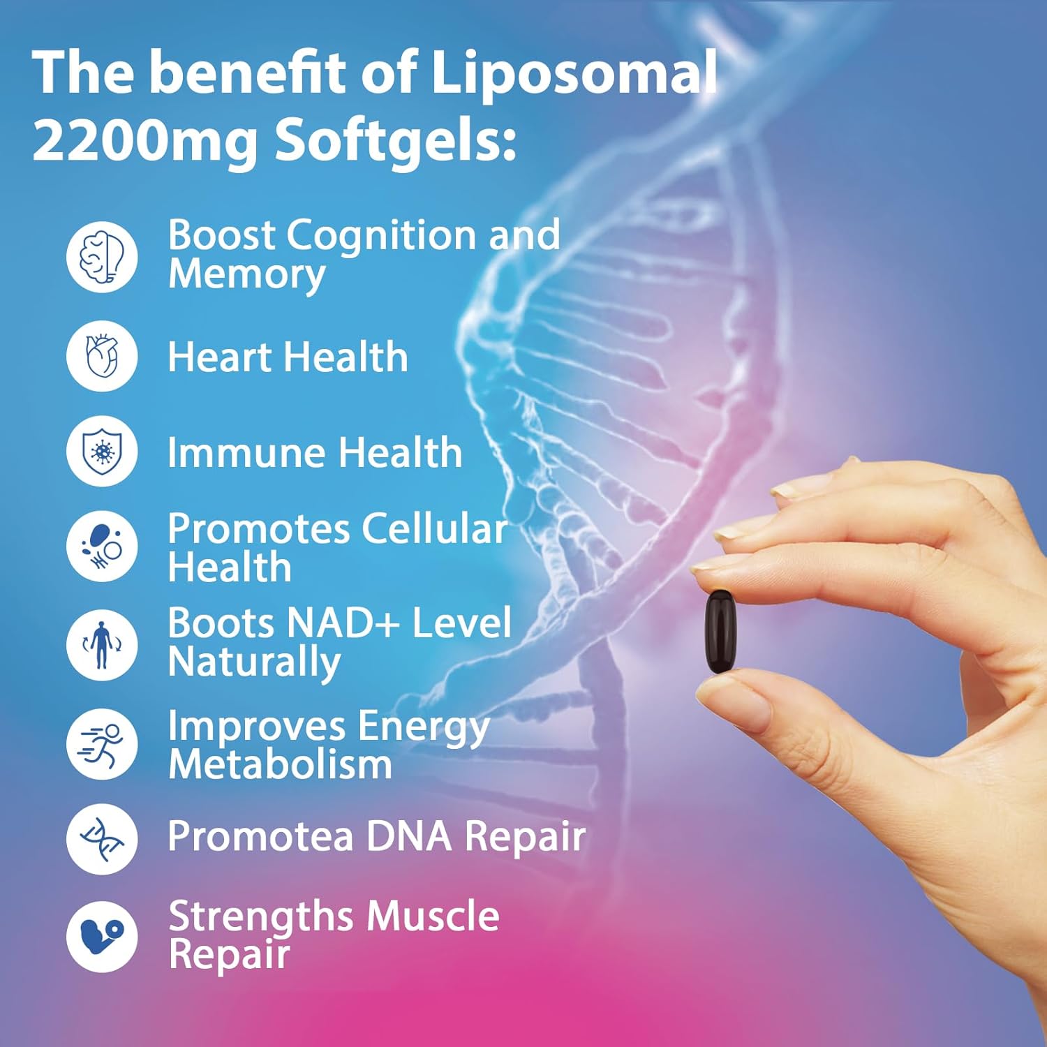 Liposomal 2200 mg de alta dosis de gel suave, trans-resveratrol 1700 mg + TMG 500 mg, potente antioxidante para antienvejecimiento, salud de la
