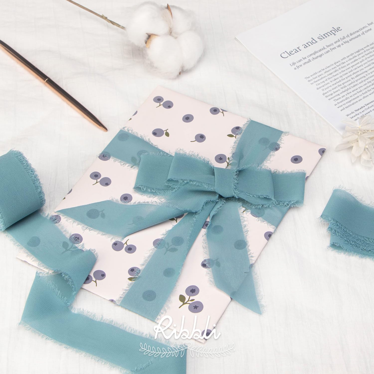 Ribbli Cinta de gasa azul marino profundo de 1-12 pulgadas x 20 yardas, cinta de seda de gasa hecha a mano, cinta azul para invitaciones de boda,