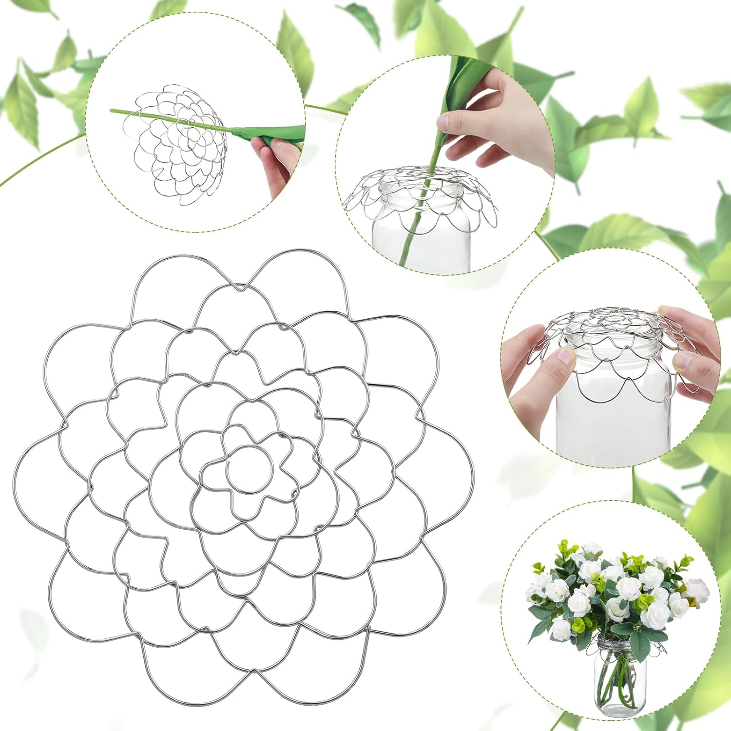Ziliny 6 piezas de soporte para arreglos florales de alambre de rana de flores, herramienta de arreglo de flores, tapa de inserción de flores de