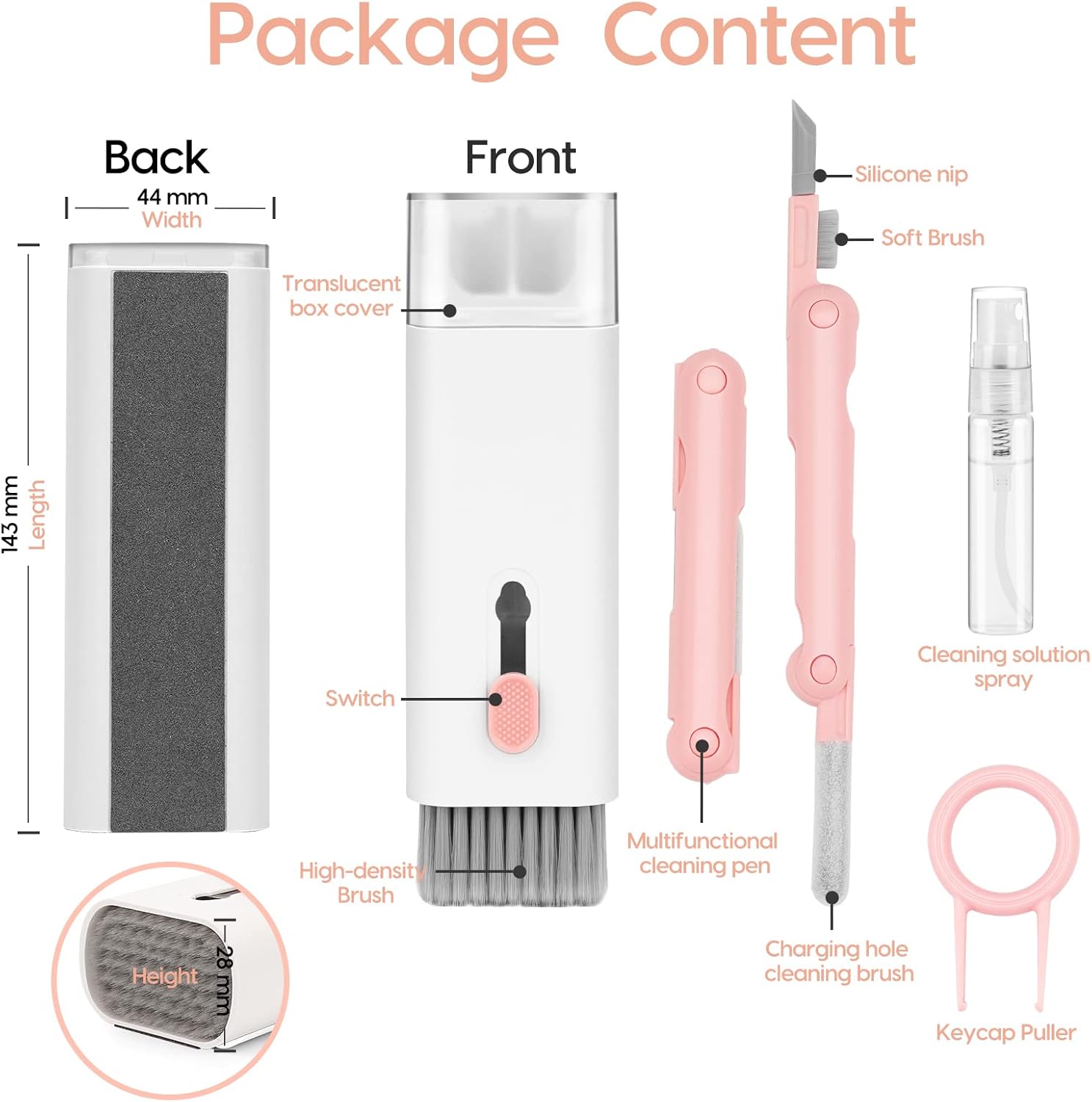 MMH – Kit de limpiador 7 en 1 para Airpod Pro con aerosol, teclado electrónico multifunción para MacBook, pantalla de laptop, kit de limpiador de
