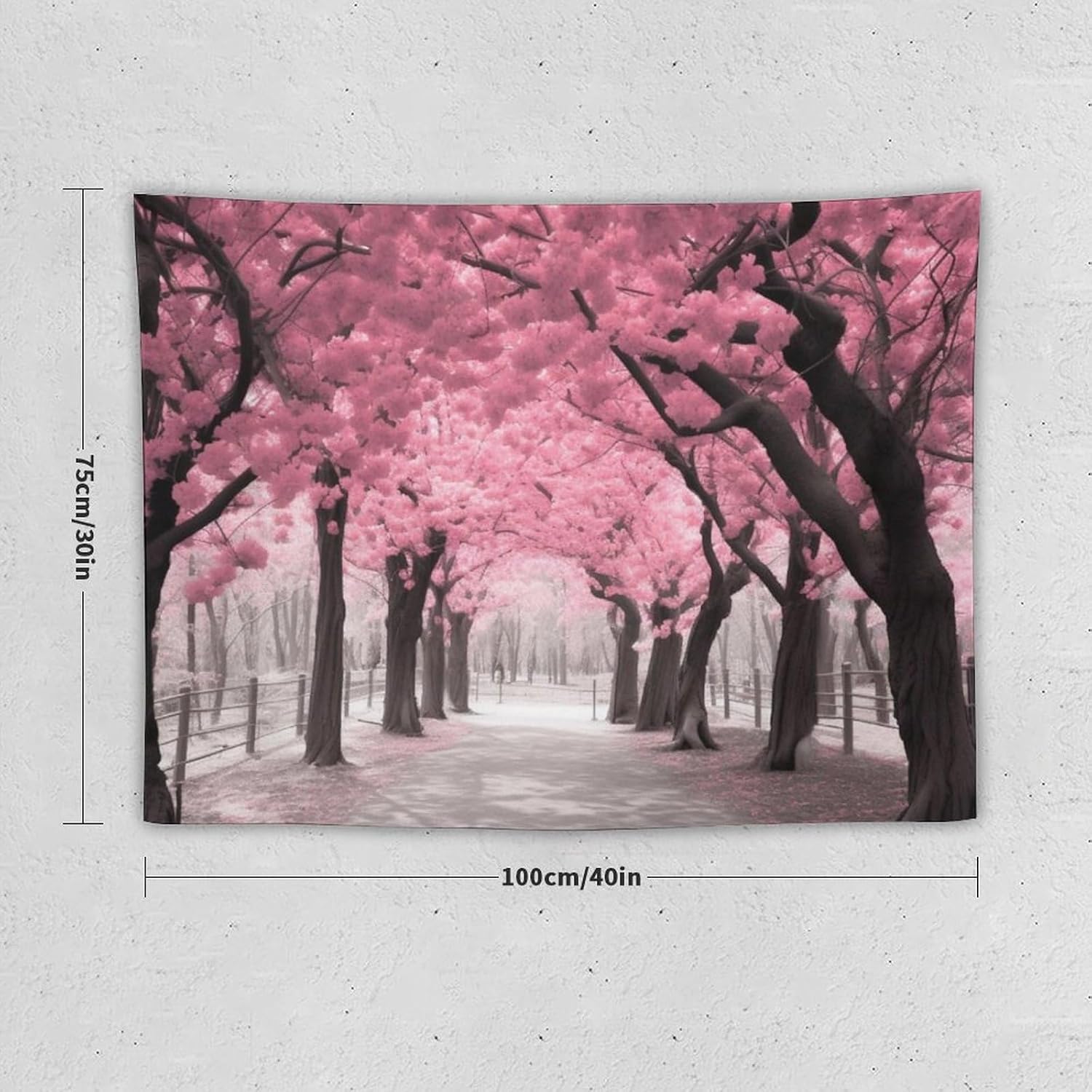 BAHELS Tapiz de bosque floral rosa para decoración del hogar, flores de cerezo de primavera, tapiz de paisaje de flores francesas, tapiz para colgar