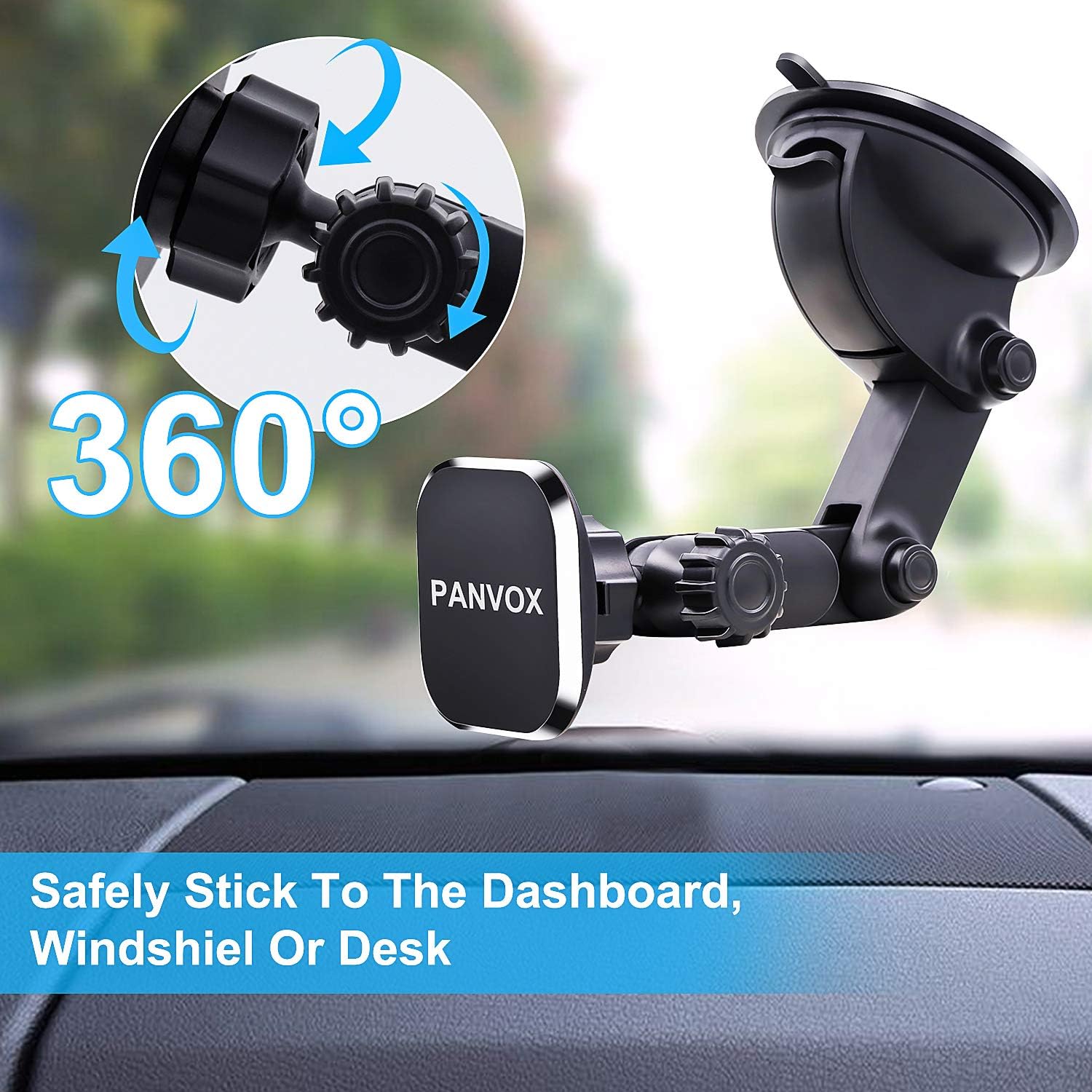 Soporte magnético para teléfono para automóvil, soporte universal para parabrisas de automóvil con ventosa mejorada de 3.2 pulgadas, 8 imanes