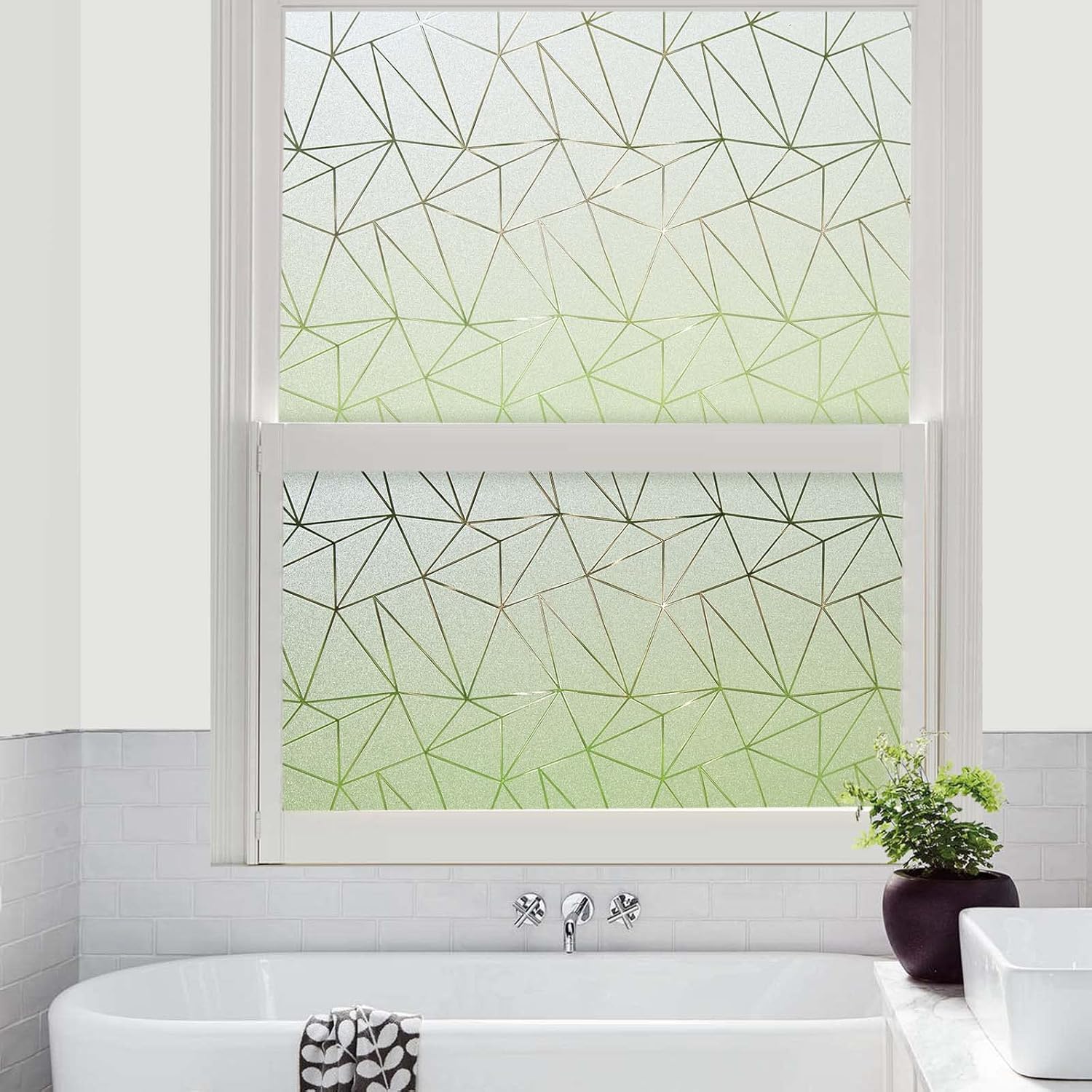 Coavas Película de privacidad para ventana, vidrio esmerilado para ventana, para baño, esmerilado estático, decorativo, bloqueo UV, control de