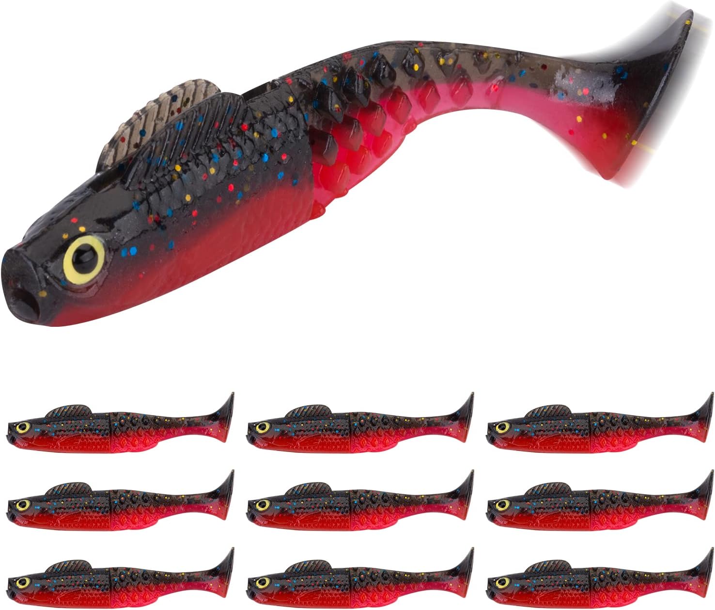 Señuelo suave de pesca, cola de paleta suave de silicona, cebos blandos de pescado para agua salada y agua dulce, trucha, lucio y lucio