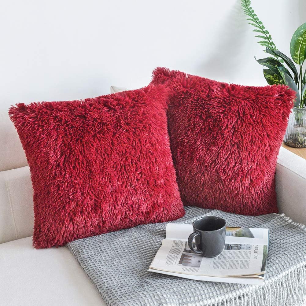 NordECO HOME Funda de cojín de forro polar de piel sintética suave de lujo, fundas de almohada decorativas, sin relleno de almohada