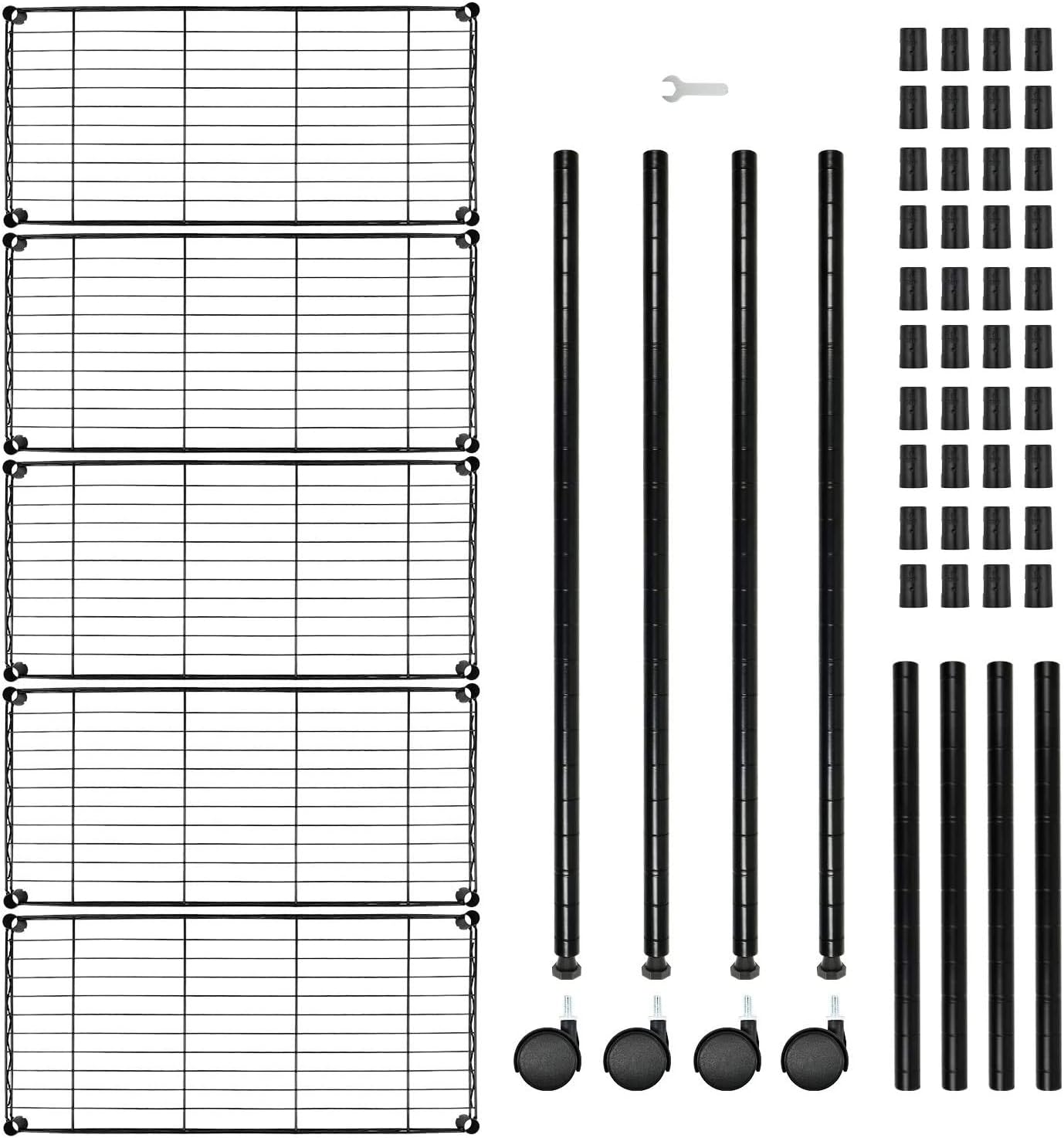 Estantería resistente de 5 estantes, capacidad de 1250 libras, 29.92 pulgadas de profundidad x 13.98 pulgadas de ancho x 62.99 pulgadas de alto, 5