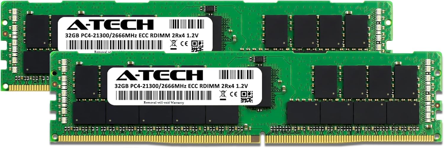 A-Tech 64GB (2x32GB) RAM for ASUS RS Server RS400-E8-PS2-F Z10PR-D16  DDR4 2666MHz PC4-21300 ECC Registered RDIMM 2Rx4 1.2V – Server Memory Upgrade