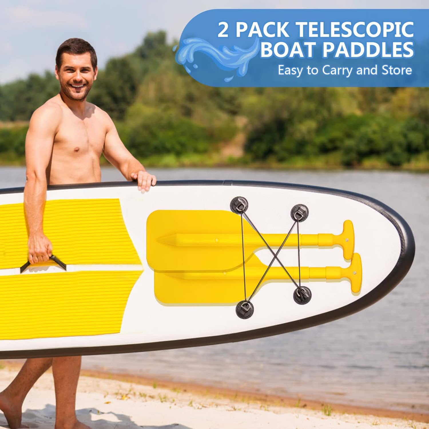 BESPORTBLE Ramos de canoa para kayak, remos extensibles, remos de lancha para tabla de surf, botes inflables, botes de remo para adultos y niños