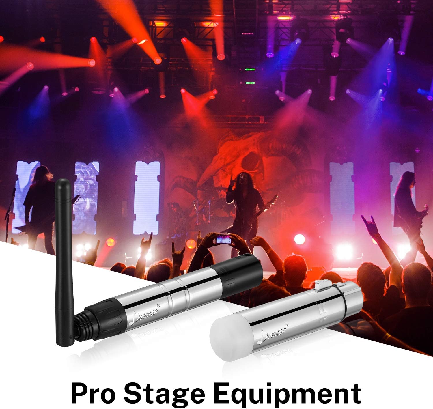 Donner Inalámbrico DMX DMX512 Dfi DJ 2.4G DMX Inalámbrico 3 Receptores con Indicadores LED Tricolor y 1 Transmisor Control de Iluminación LED para