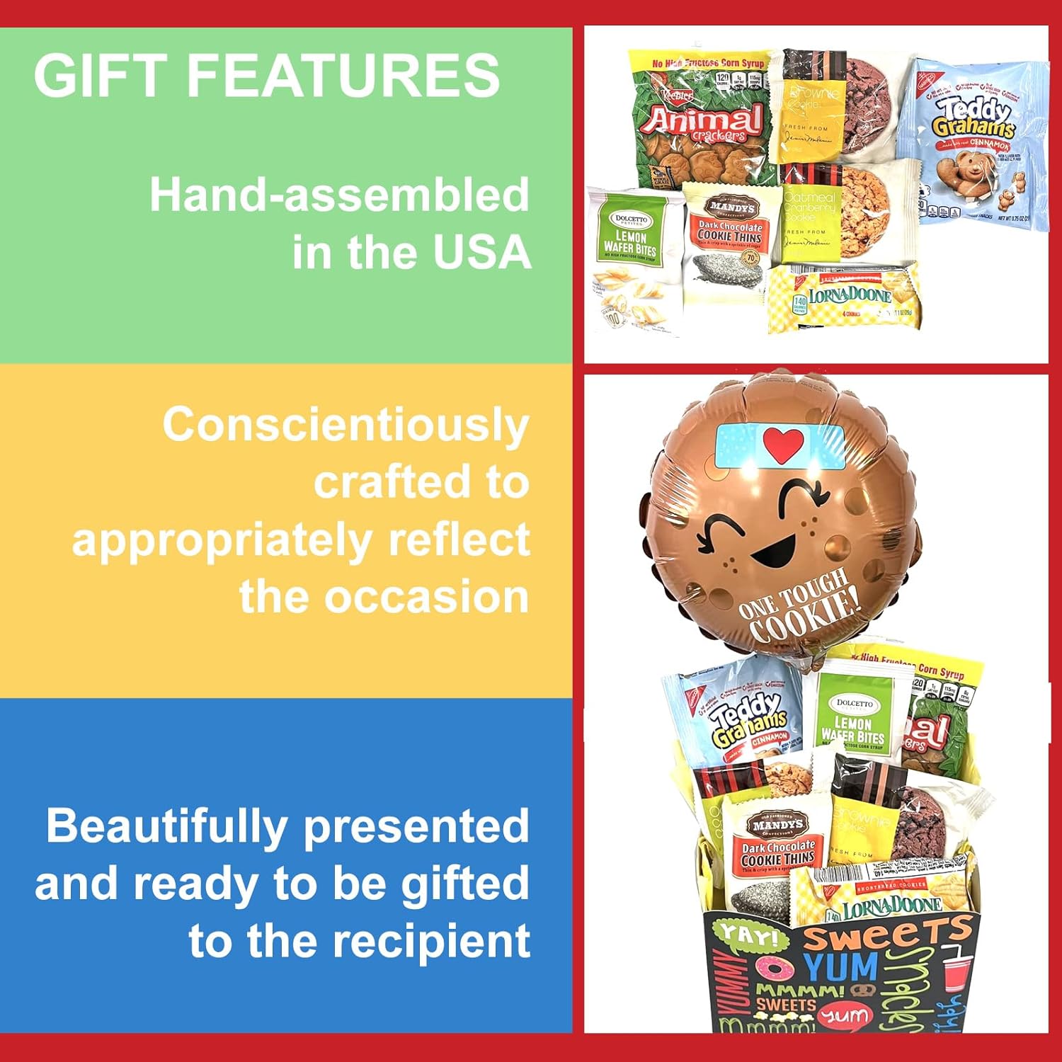 Una cesta de regalo de galletas resistente, caja de aperitivos con 7 deliciosas variantes de galletas, paquete de aperitivos bellamente empaquetado,