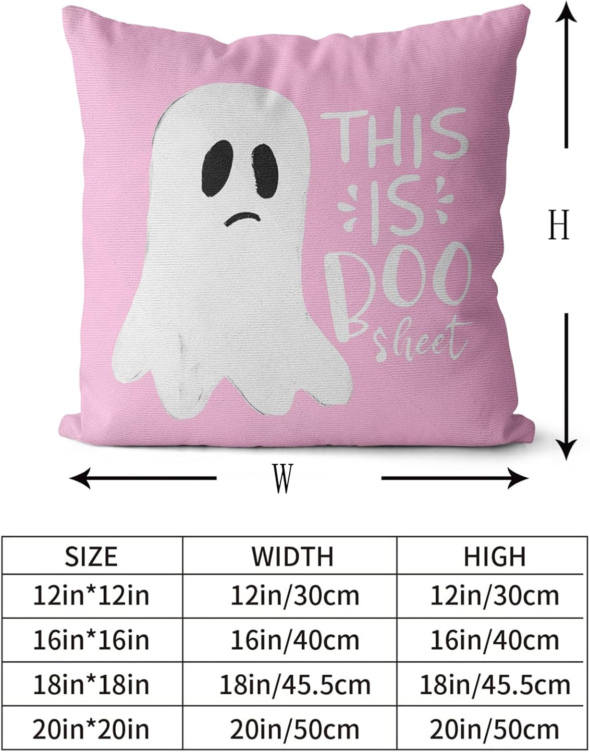 Funda de almohada de Halloween rosa y blanca con fantasma, fundas de almohada lumbar, decoración al aire libre, almohadas decorativas para