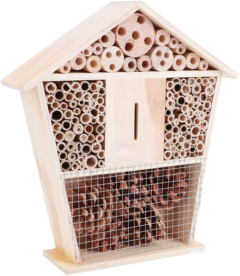 Fydun Jardinería Refugio de casa pequeña de madera Decoración de artesanía para jardinería de abejas Casa pequeña de madera para la familia