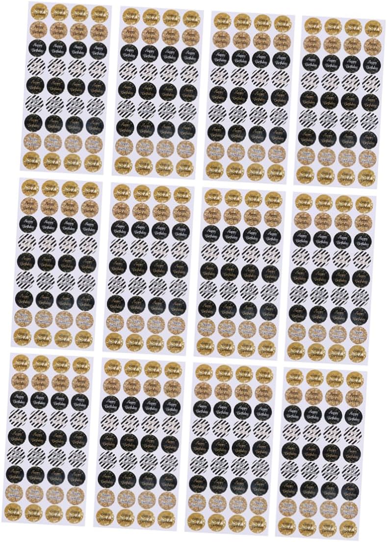 STOBOK 36 Sheets Birthday Labels Stickers Birthday Round Sticker Envelopes Stickers Present Labels Kraft Paper Sticker Sealing Labels Birthday Candy