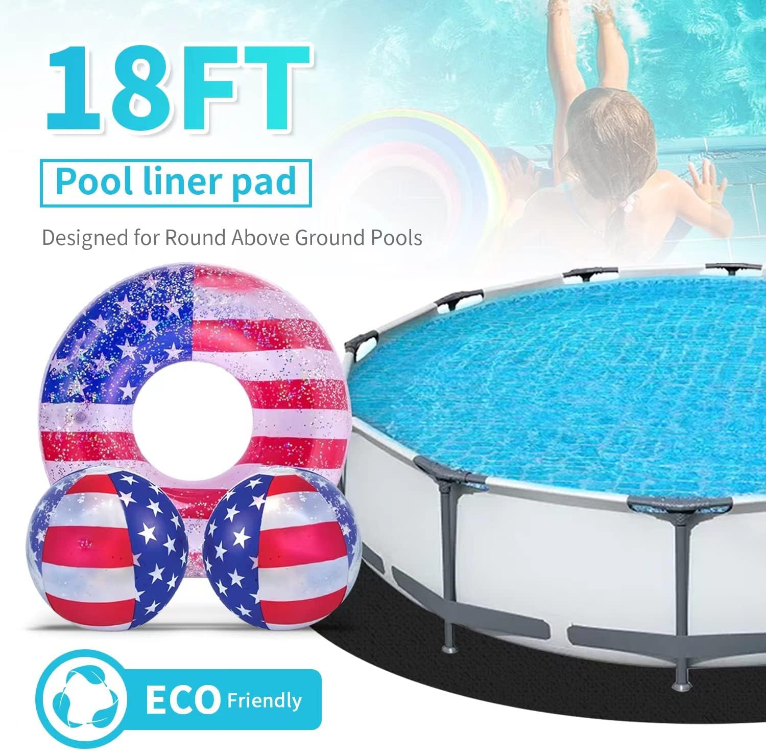 18Foot Eco-Friendly Round Pool Liner Pad – Prevent Punctures and Extend The Life of Your Above Ground Swimming Pool or Hot Tub Liner, Eco-Friendly