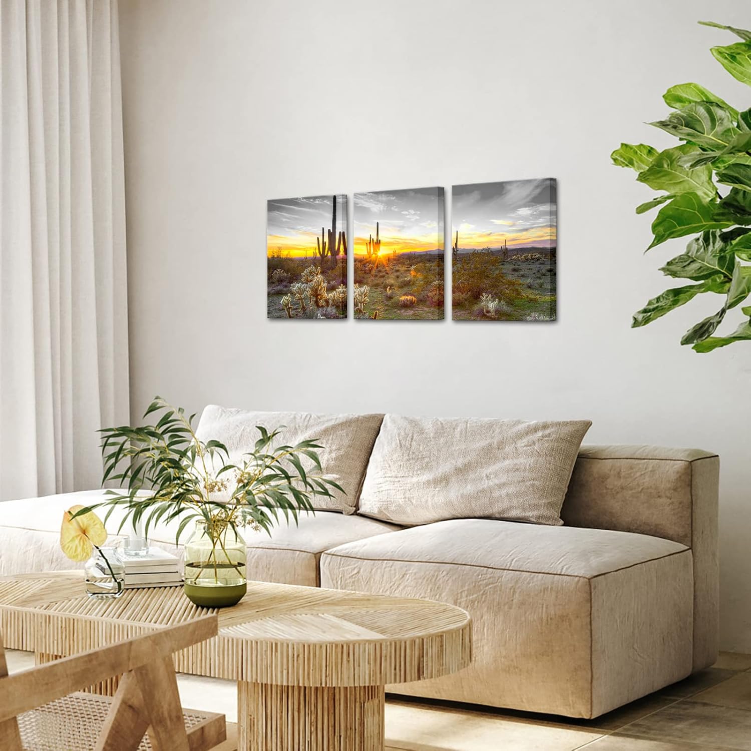 sechars Lienzo de Arizona para pared, diseño de paisaje del desierto de Arizona, pintura de cactus del suroeste para decoración de sala de estar y