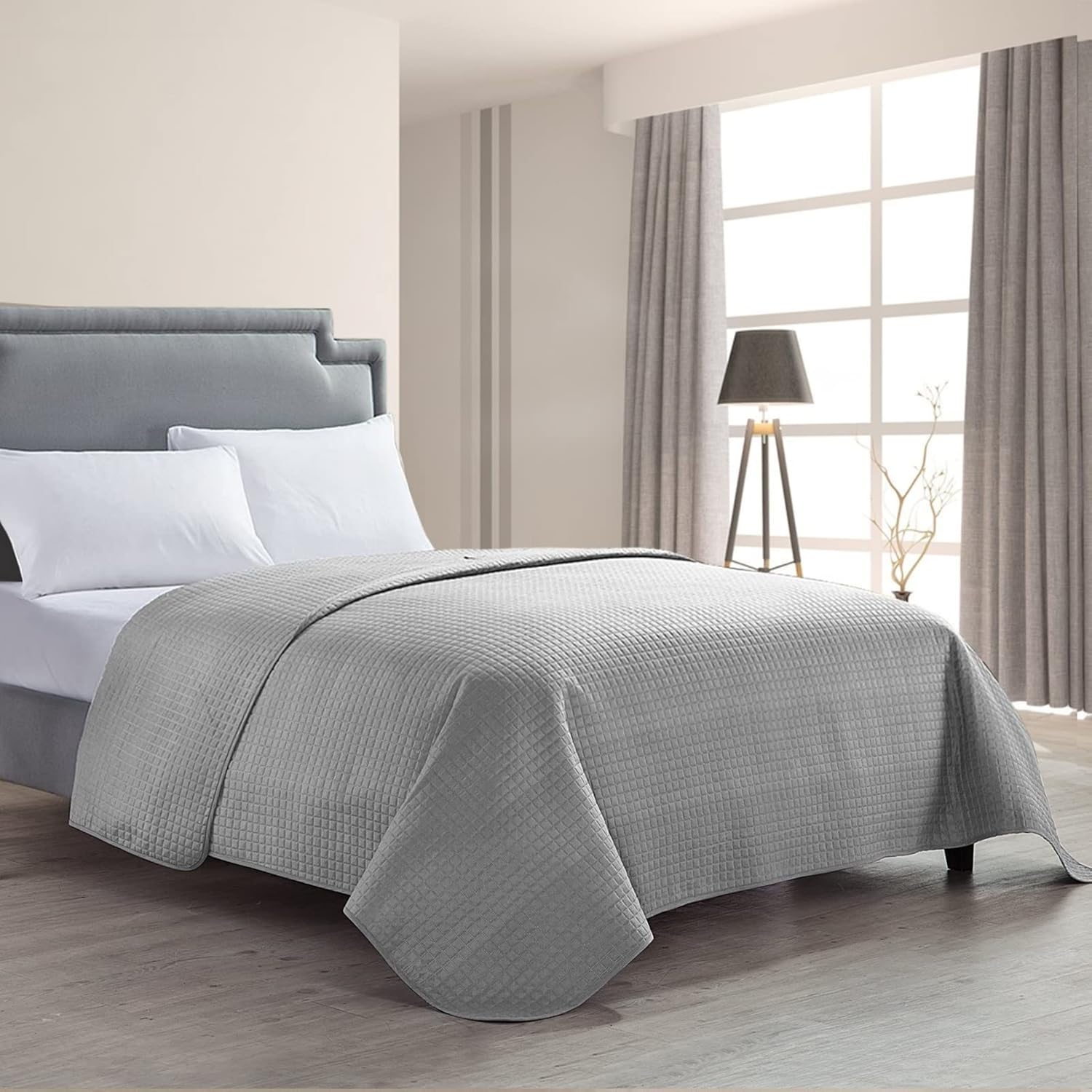 HollyHOME – Colcha de cama acolchada pinsonic con diseño de cuadros súper suave, para cama individual