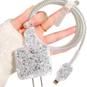 Protector de cable de lujo adecuado para cargador de iPhone de Apple, diseño de borde ondulado, funda USB de línea de datos, protector de cargador Protector de cable de lujo adecuado para cargador de iPhone de Apple, diseño de borde ondulado, funda USB de línea de datos, protector de cargador